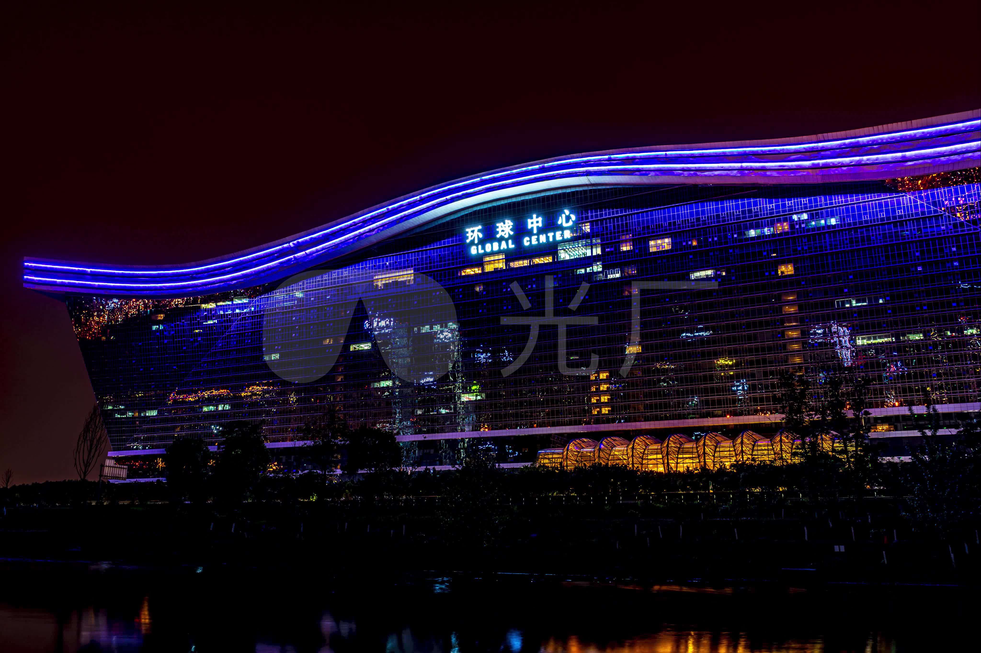成都地标环球中心夜景延时摄影4k_4096x2730_高清视频素材下载(编号