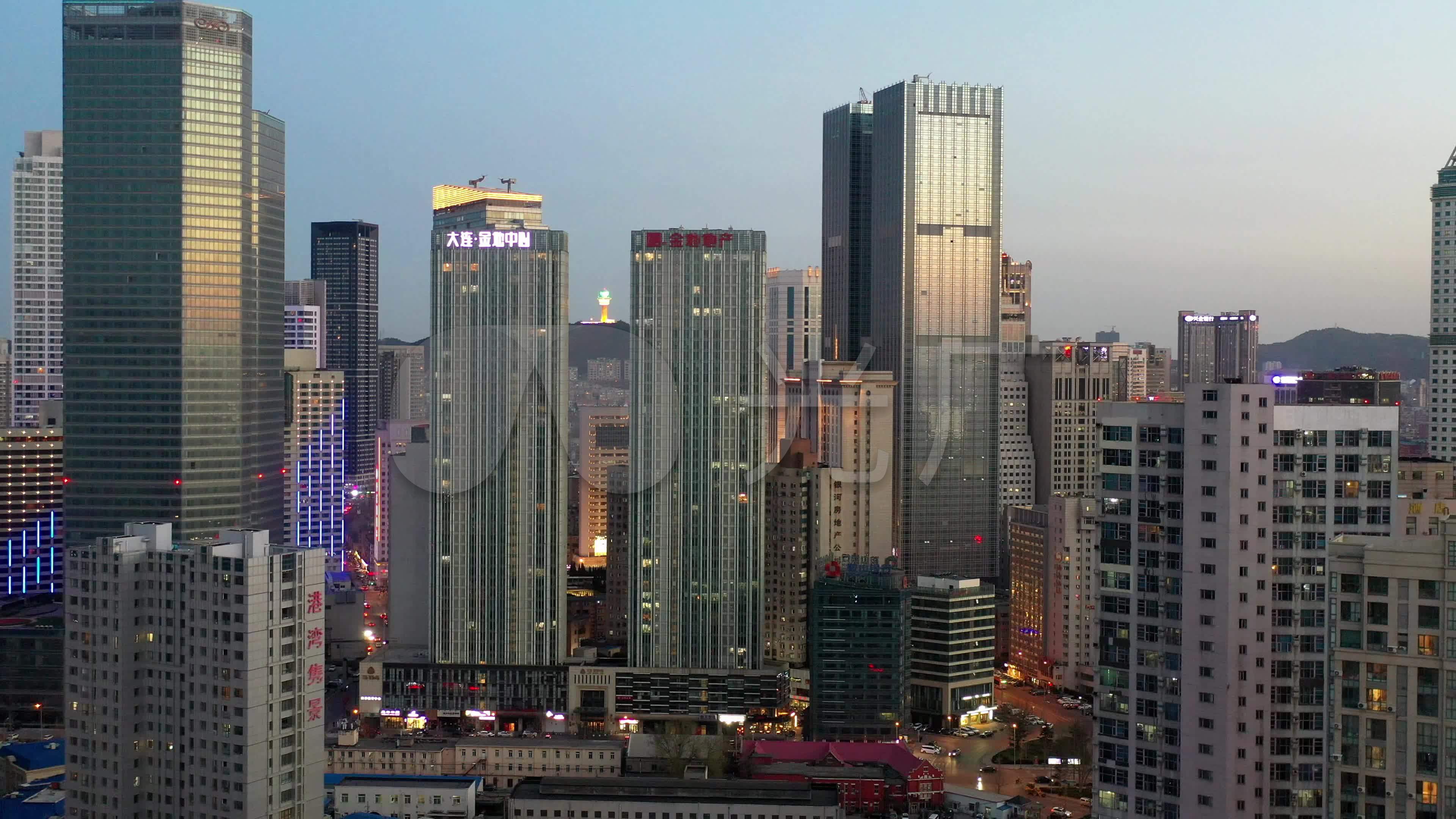 大连城市风光夜景航拍4k视频_3840x2160_高清视频素材下载(编号