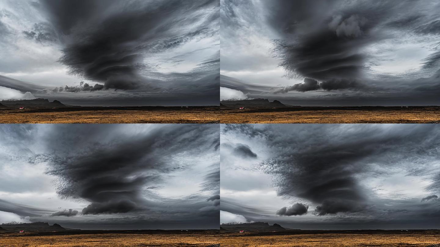 4k冰岛飓风气旋风暴云天气变化时摄影