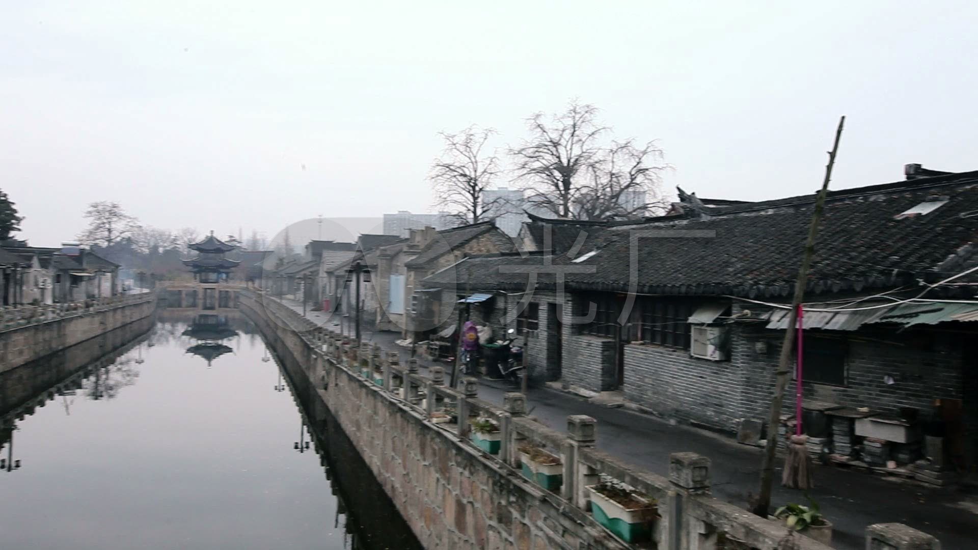 南通城市航拍老街人流街道2