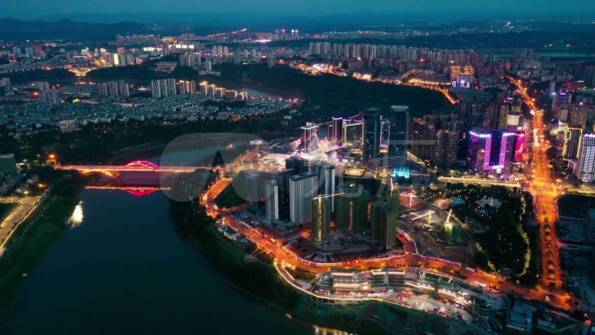 泸州航拍佳乐世纪城夜景泸州延时短视频素材_1920x1080_高清视频素材