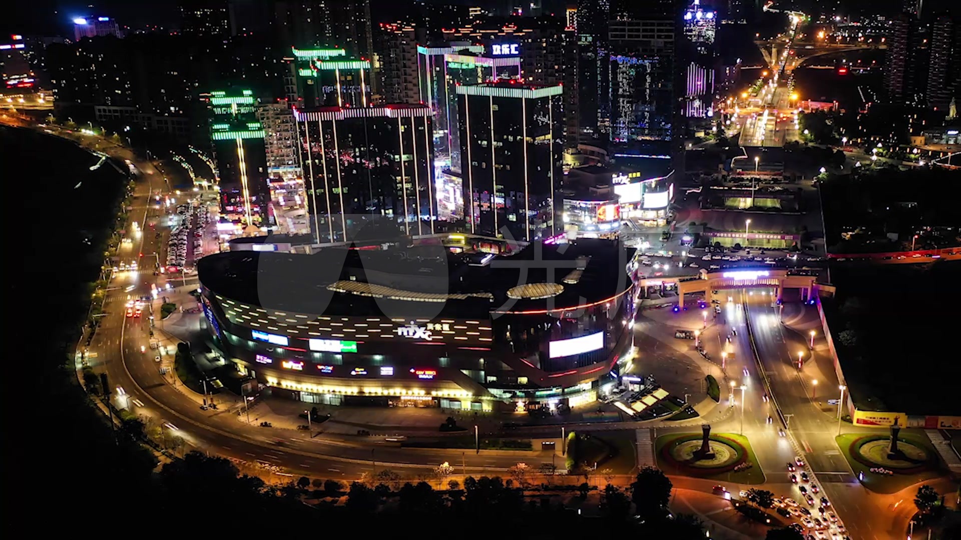 泸州航拍万象汇泸州延时夜景_1920x1080_高清视频素材下载(编号
