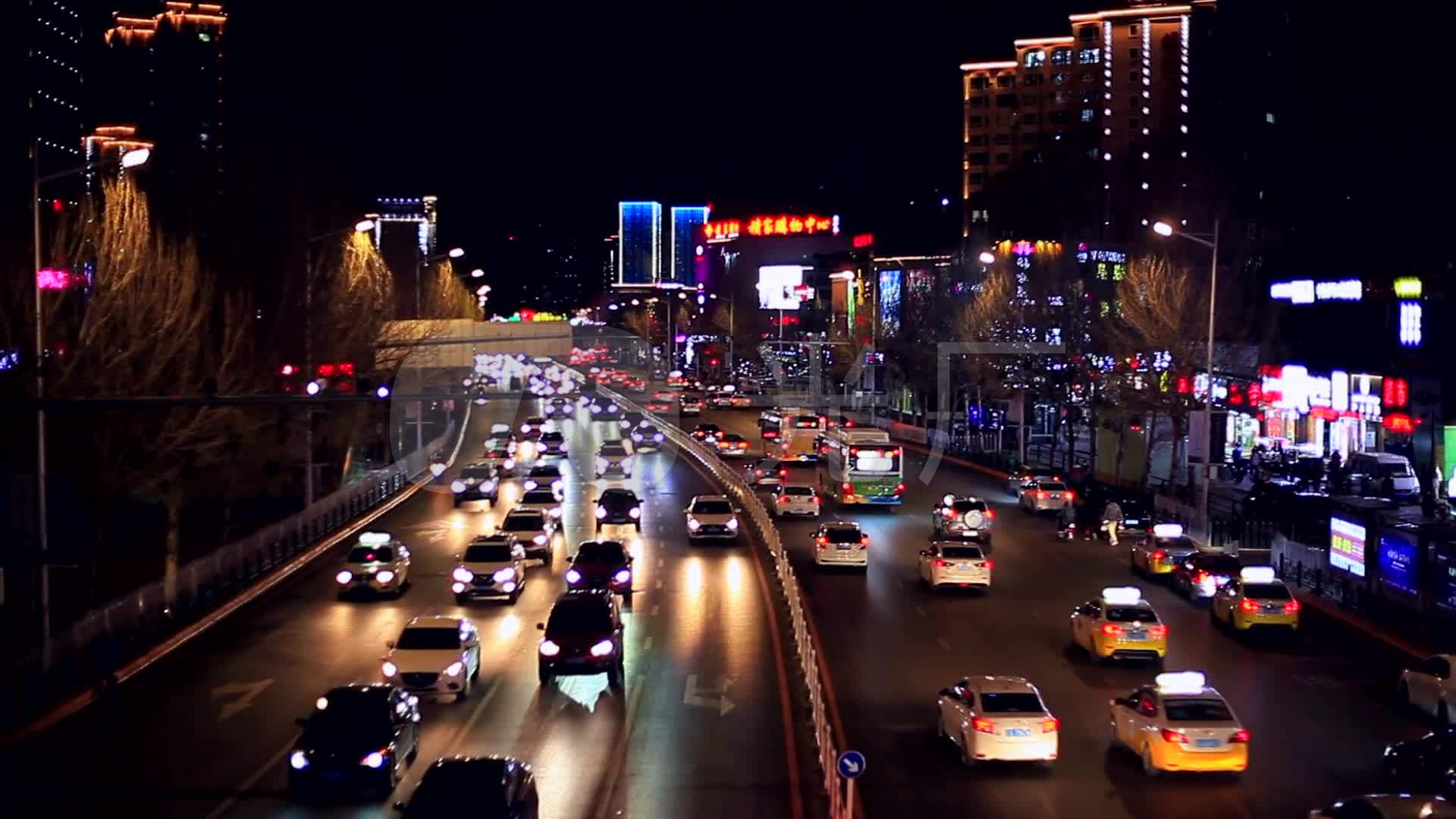 实拍夜晚城市车流道路_1920x1080_高清视频素材下载