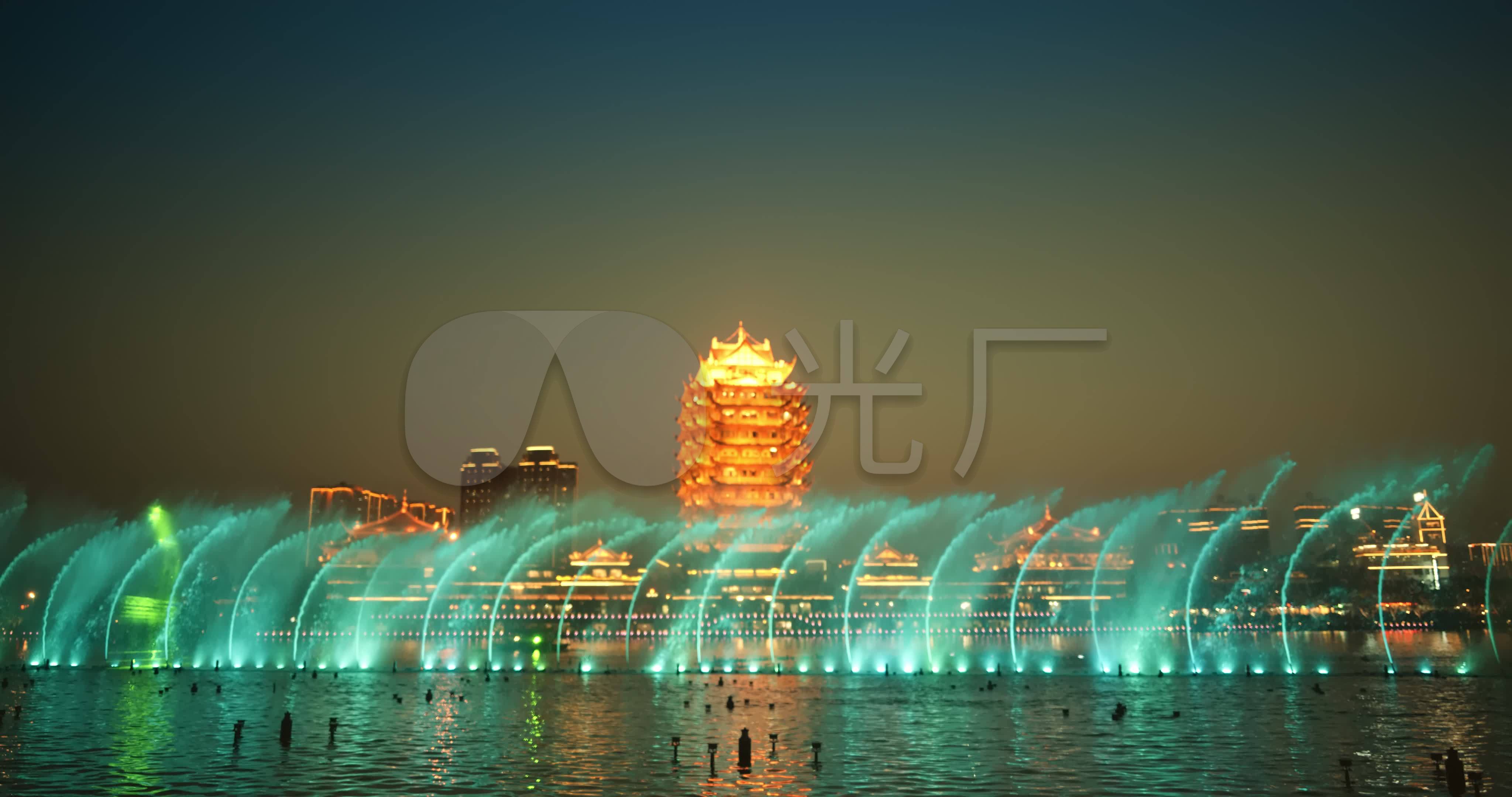 眉山远景楼音乐喷泉夜景4_4096x2160_高清视频素材(:)