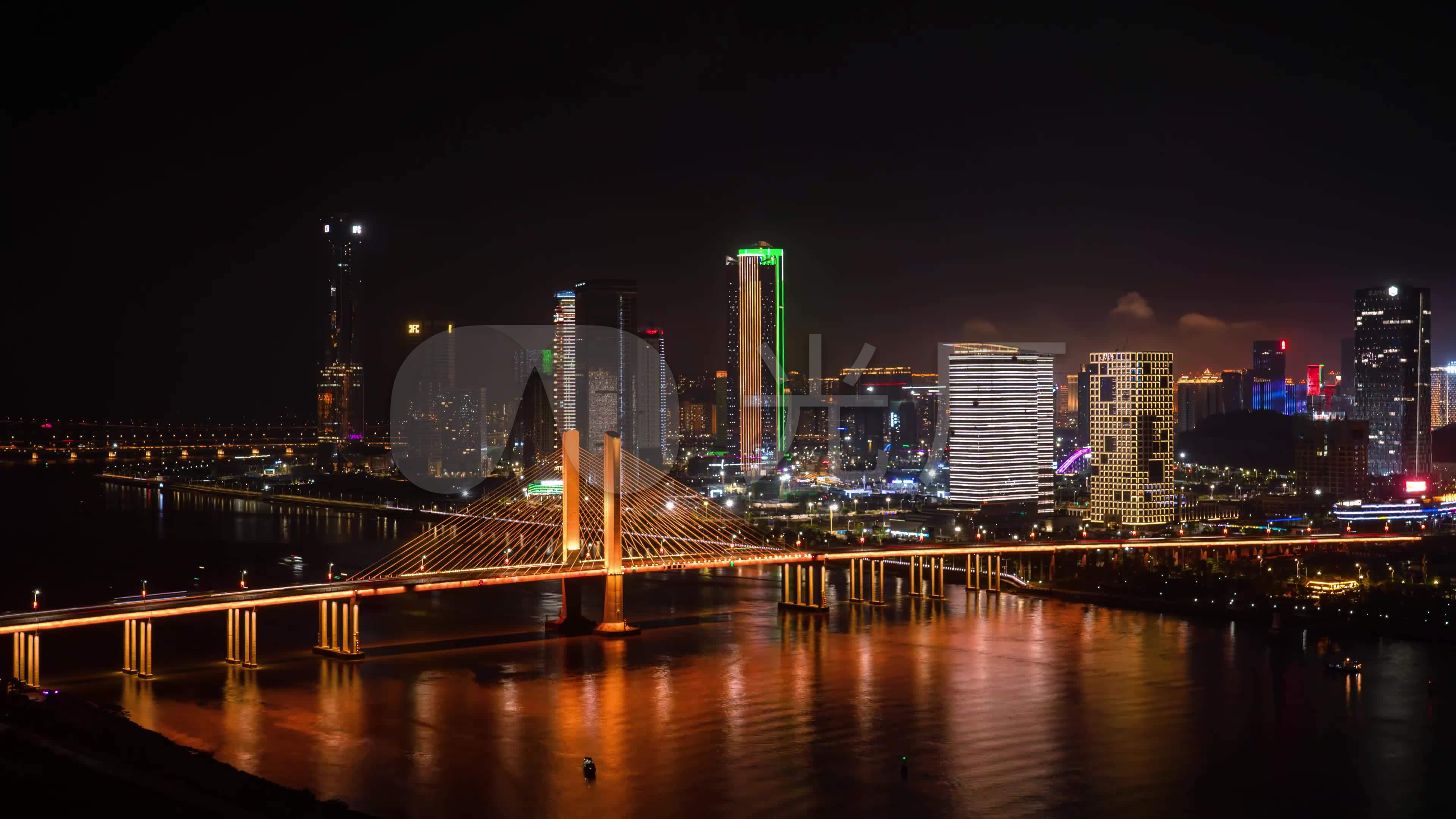 粤横琴大桥夜景1_3840x2160_高清视频素材下载(编号:5685824)_实拍