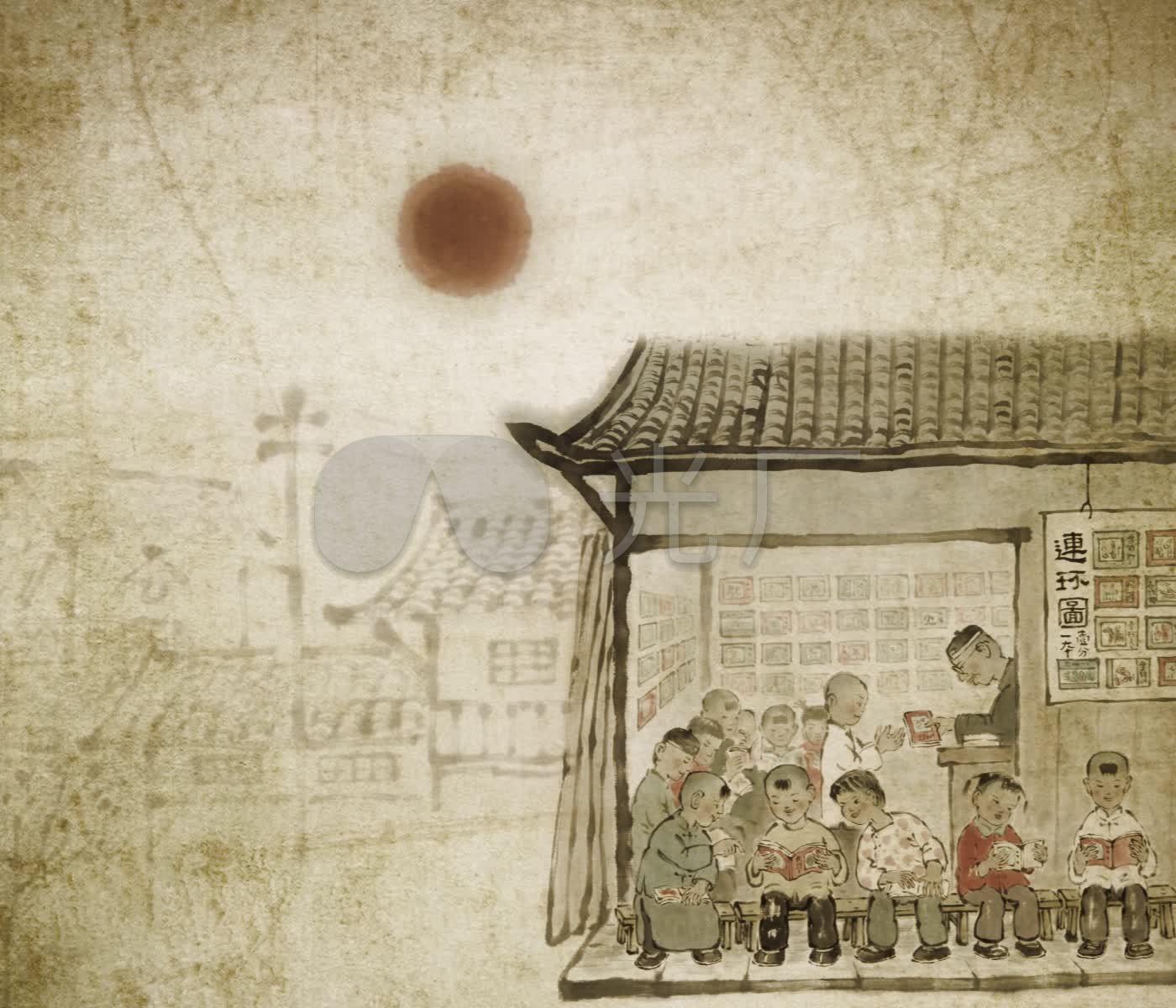 民俗中国风年画儿时回忆回忆童年_1400x1200_高清视频素材下载(编号