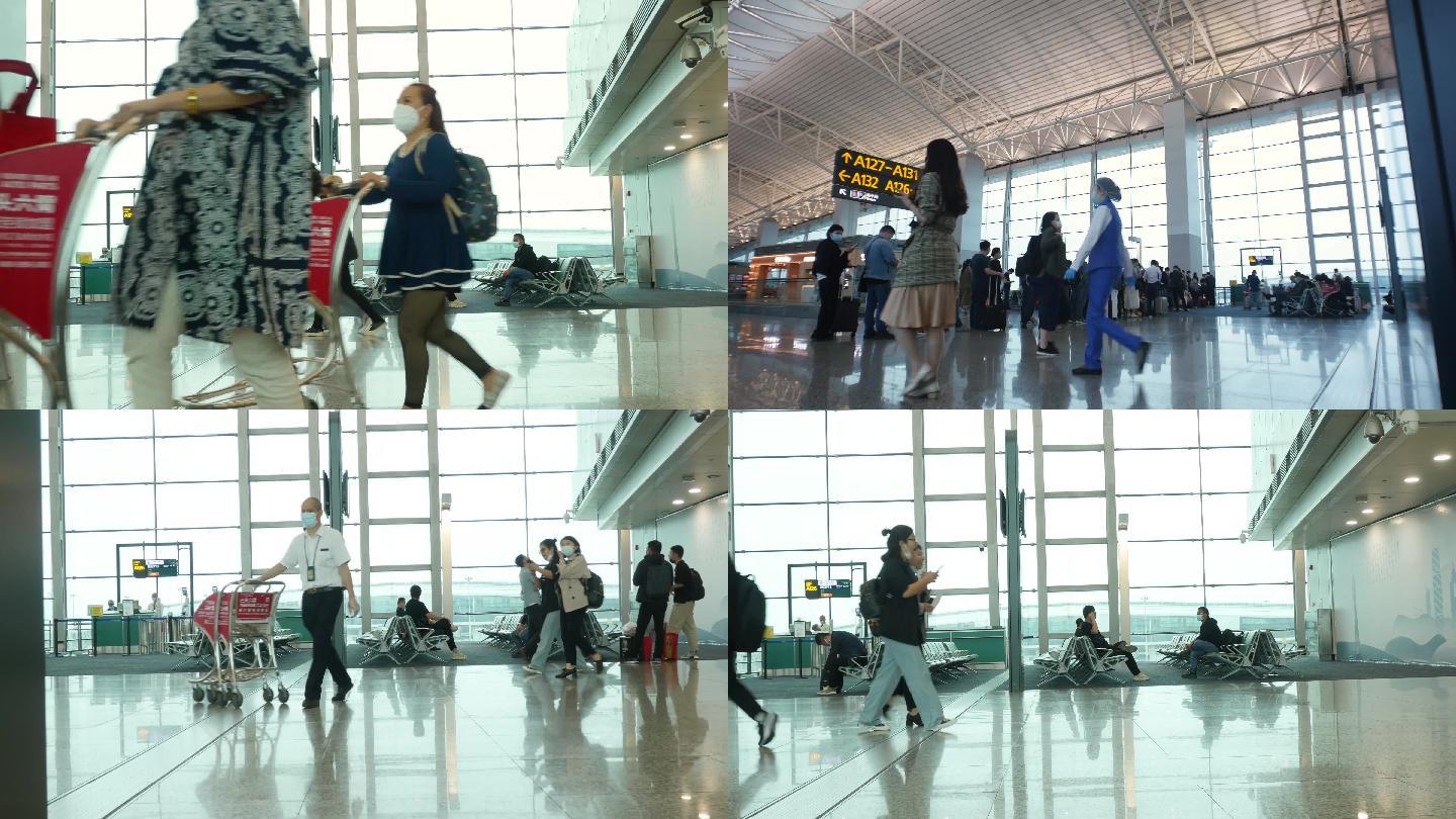 飞机场大厅,航站楼乘客人流