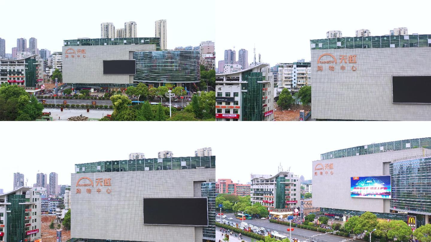 4k航拍江西吉安人民广场天虹购物中心
