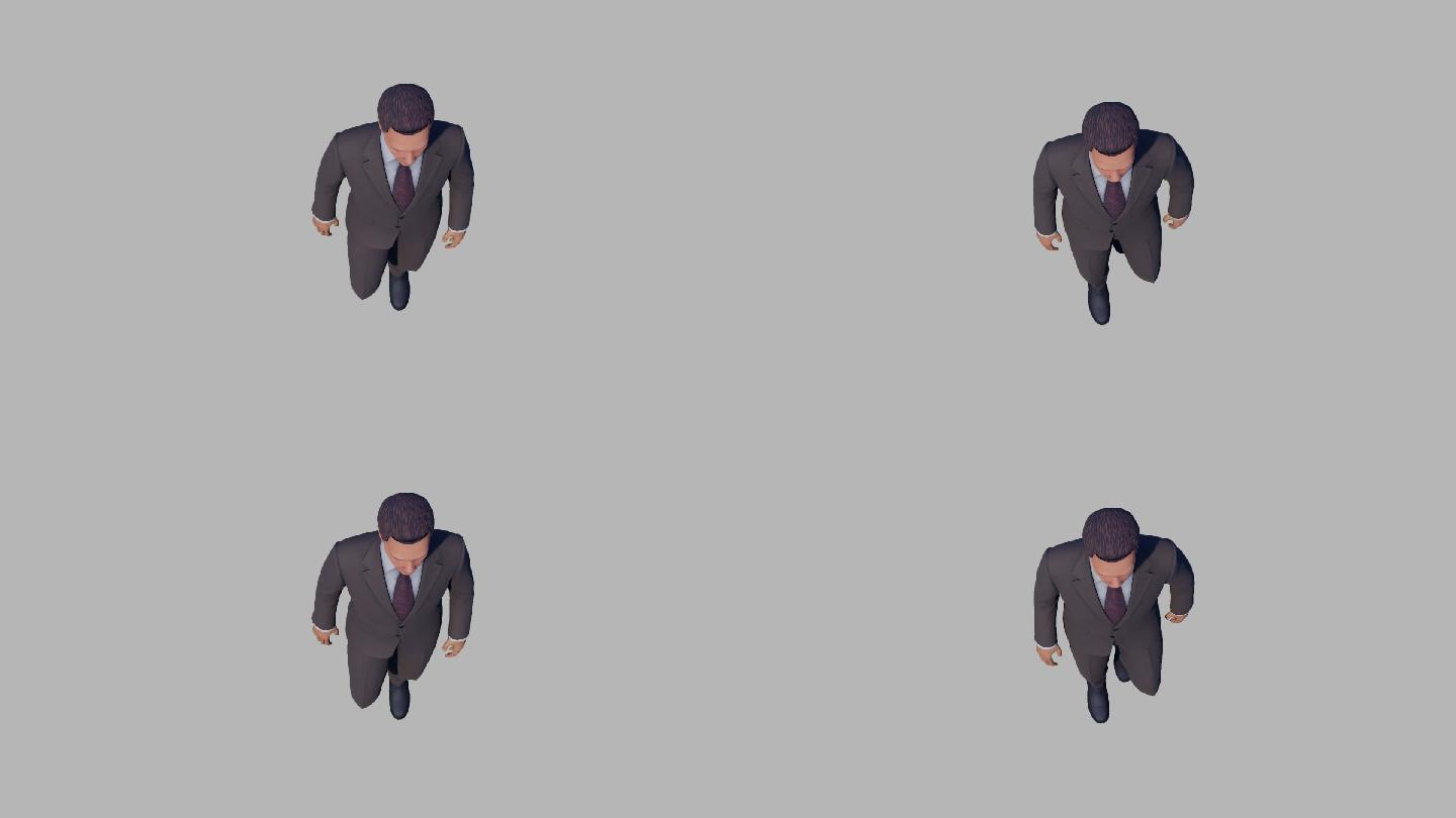 3d正面俯视商务男士走路_1920x1080_高清视频素材下载