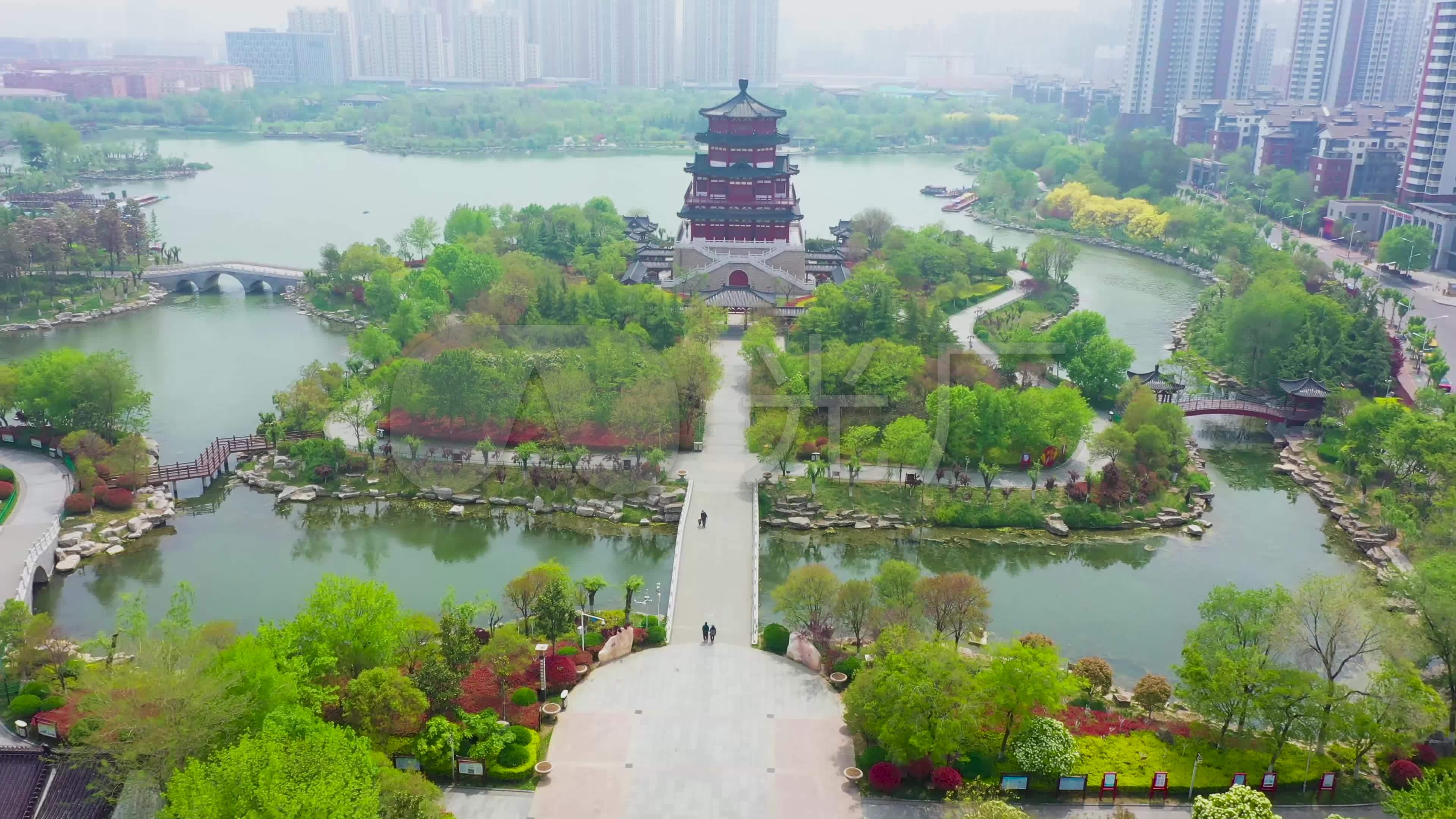 4k-航拍济宁南池公园_3840x2160_高清视频素材下载(:)