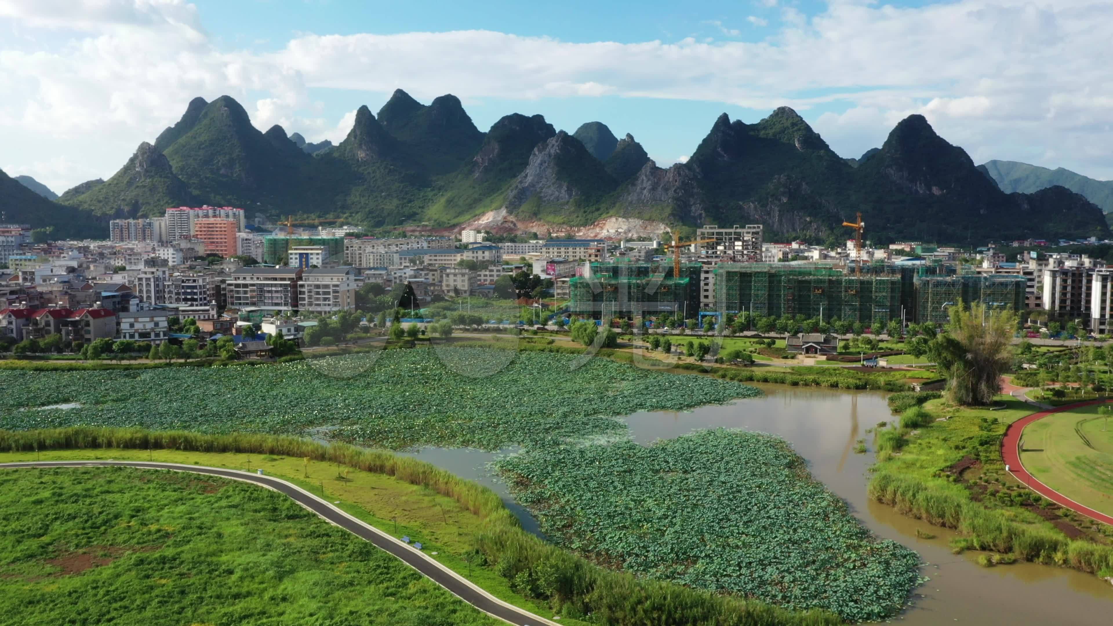 贺州爱莲湖将军山_3840x2160_高清视频素材下载(编号