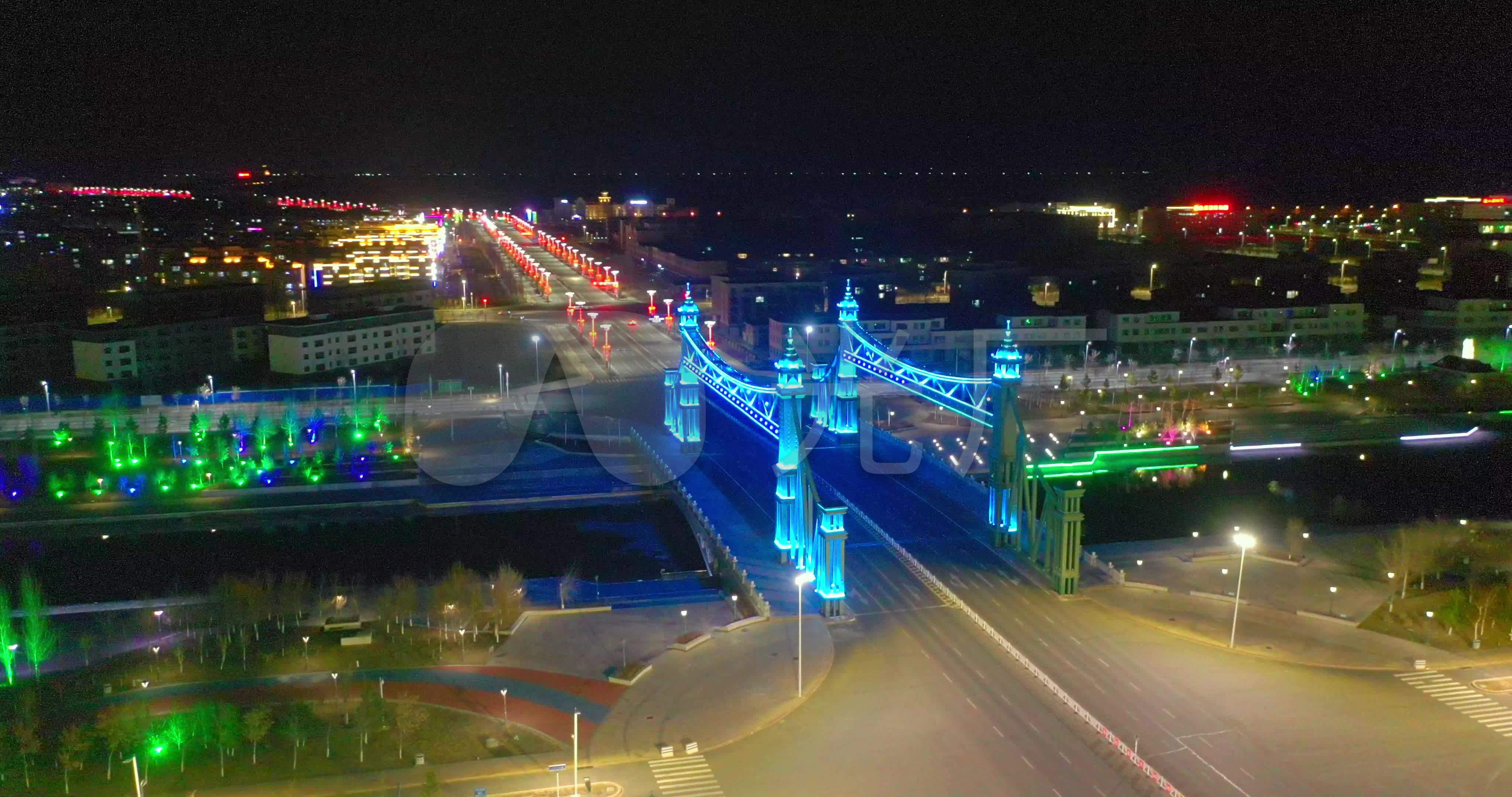 新疆北屯夜景航拍城市夜景_4096x2160_高清视频素材