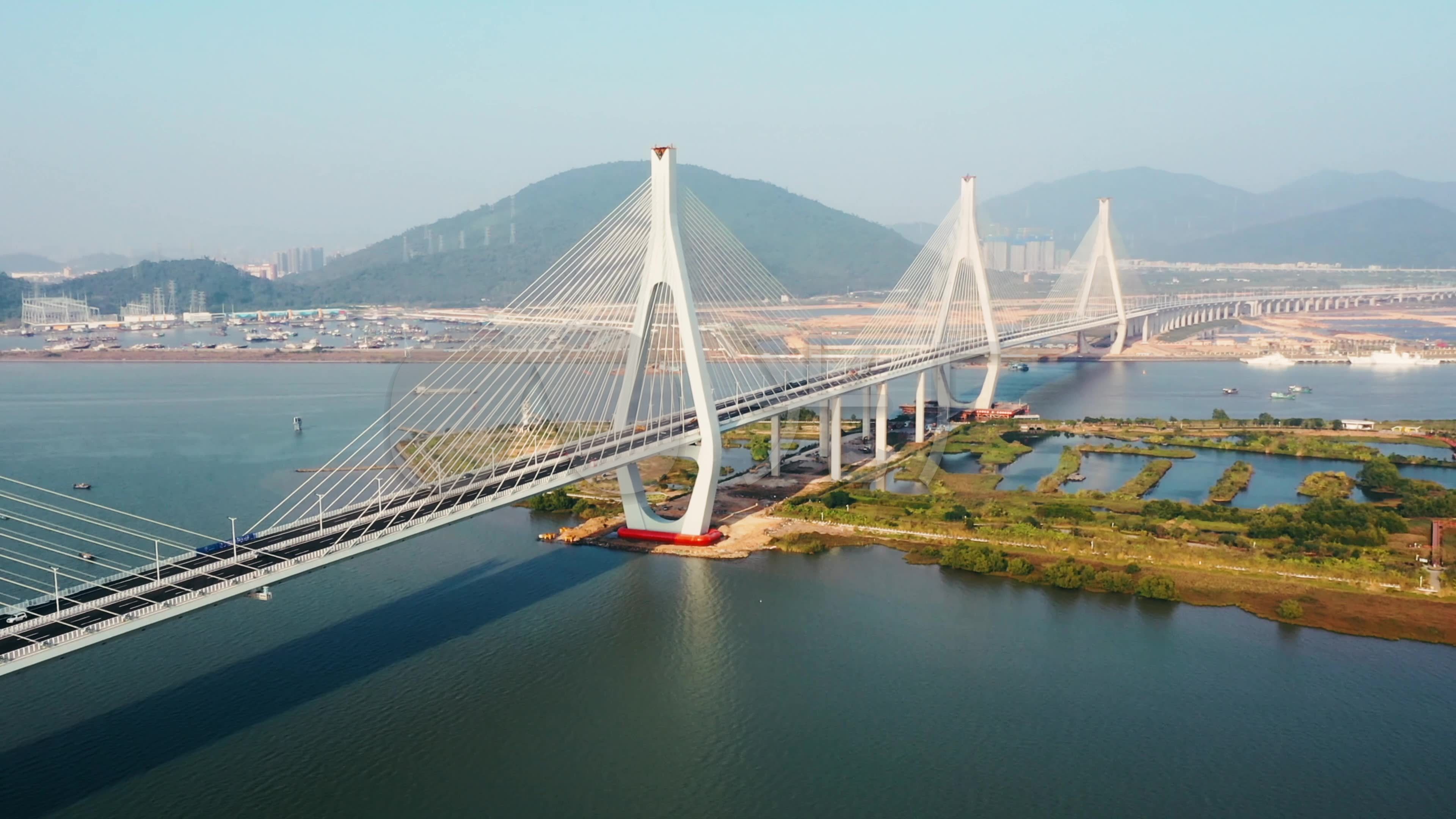 航拍广东珠海洪鹤大桥_3840x2160_高清视频素材下载