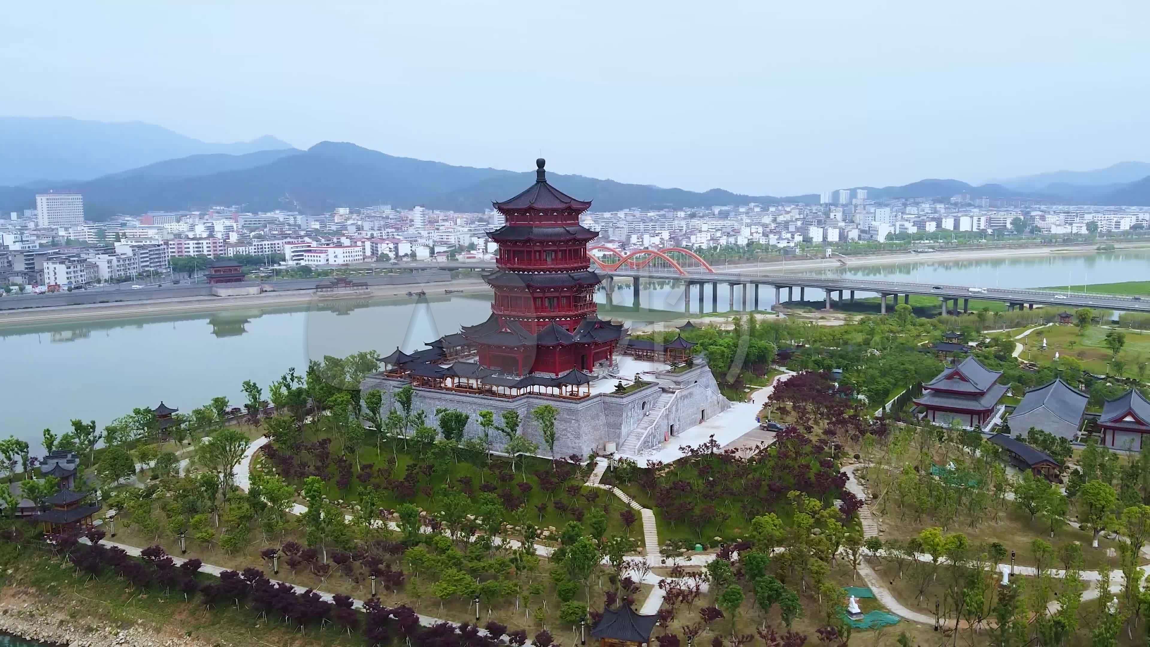 4k航拍江西吉安市吉水县中国进士文化园_3840x2160