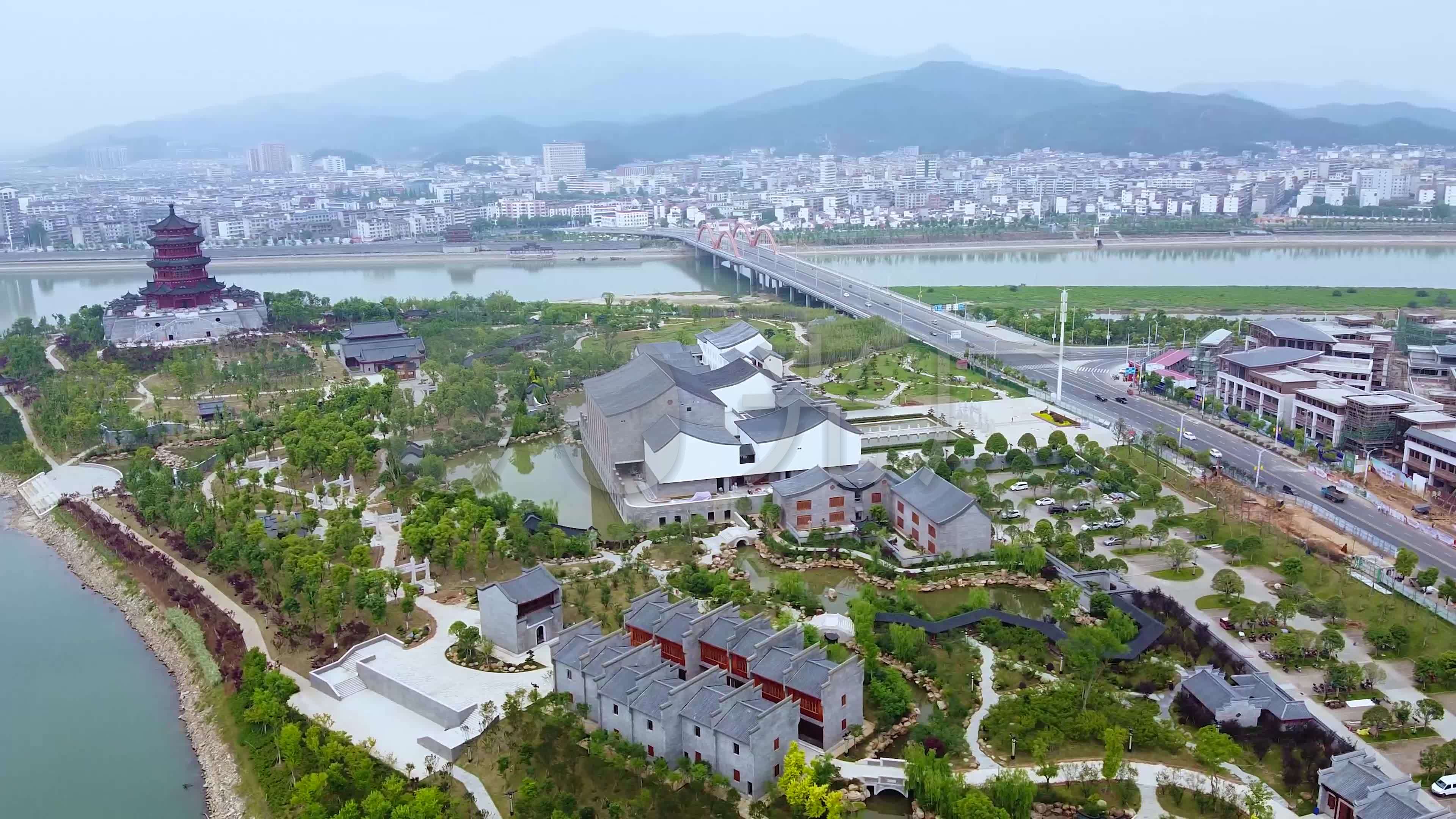 4k航拍江西吉安市吉水县中国进士文化园_3840x2160