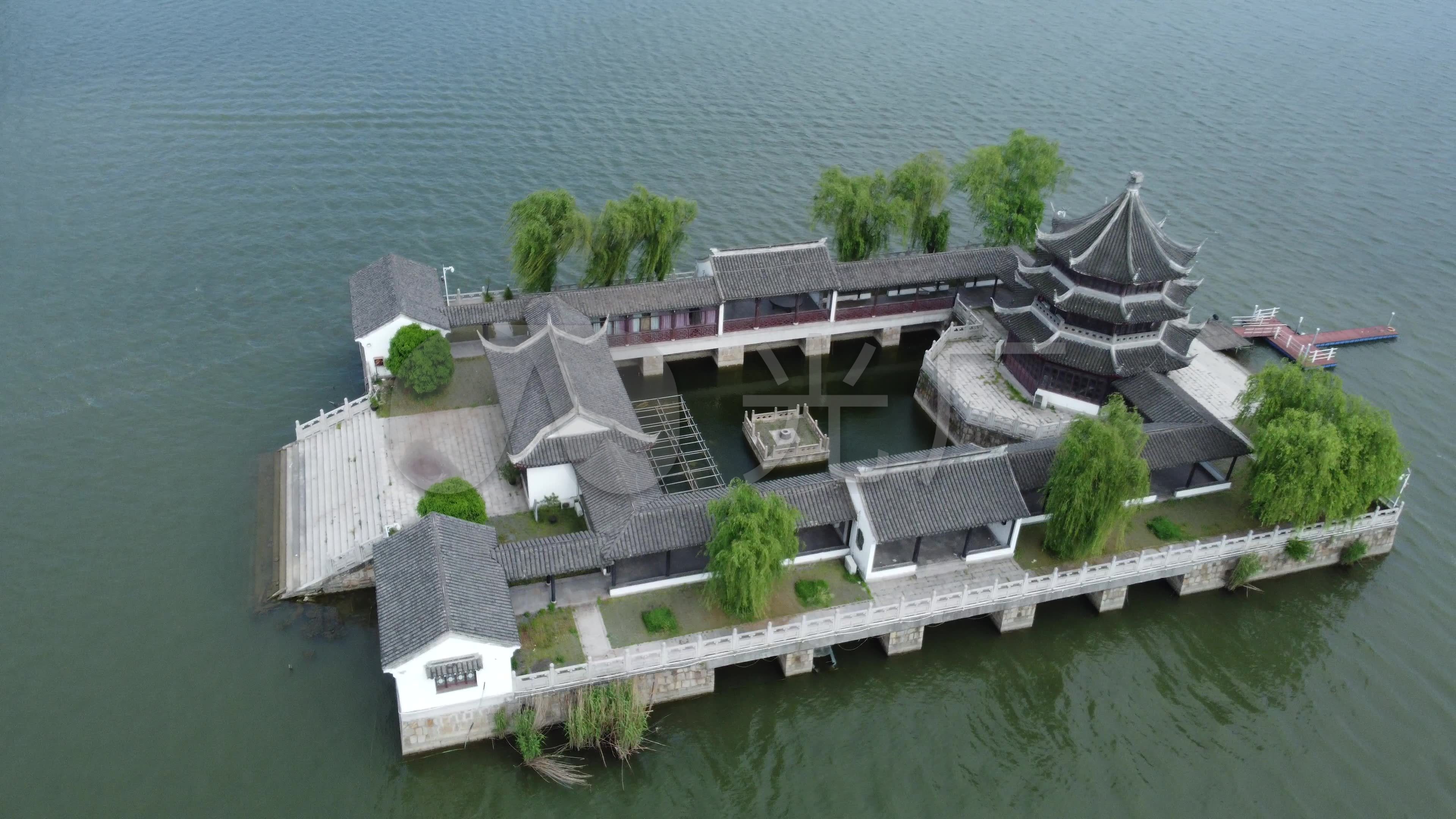 航拍4k苏州石湖"天镜阁"