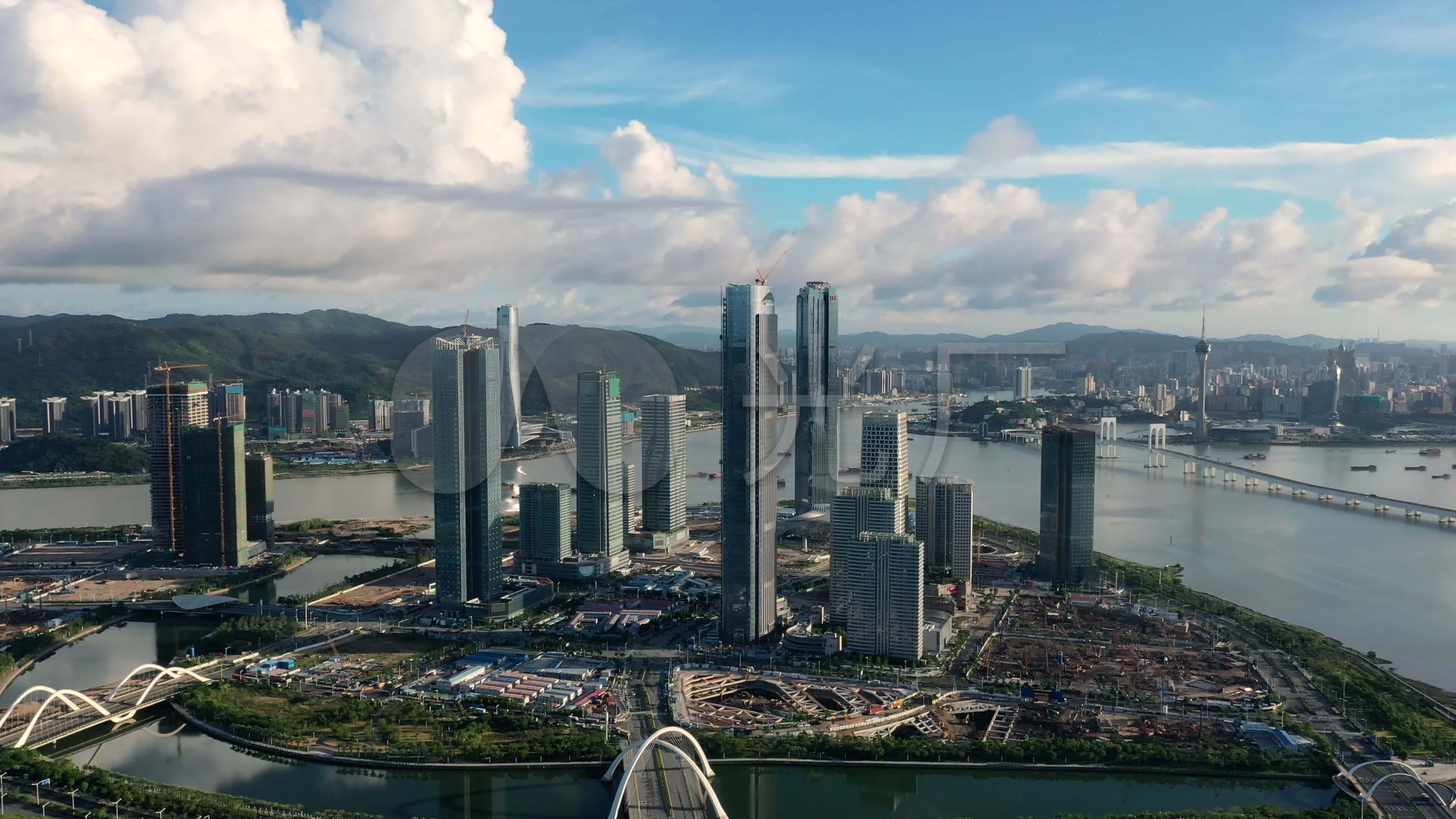 航拍广东珠海横琴金融岛全景