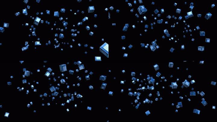 蓝色流动科技方块粒子08