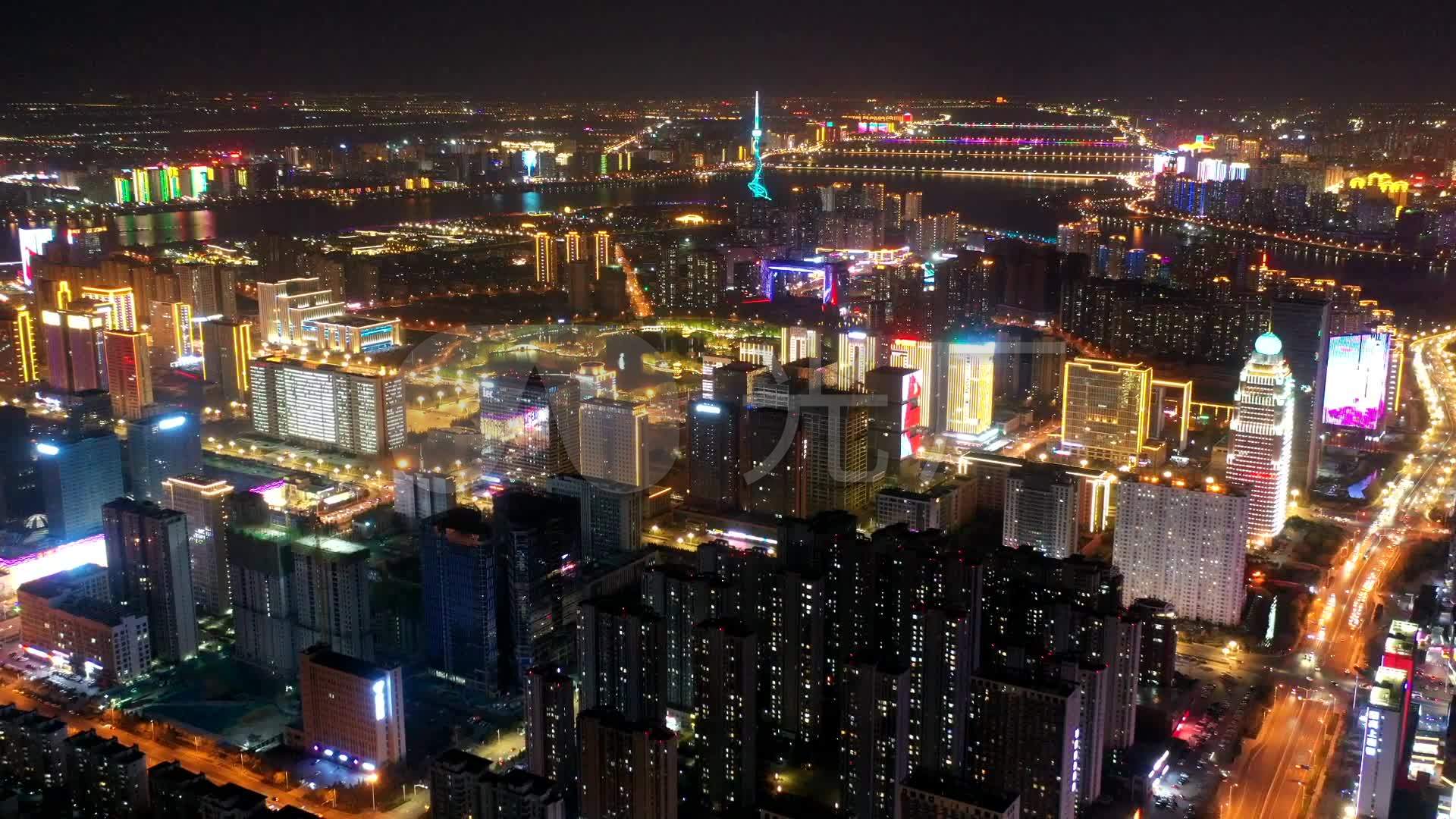 临沂北城夜景航拍延时_1920x1080_高清视频素材下载(编号:5721109)