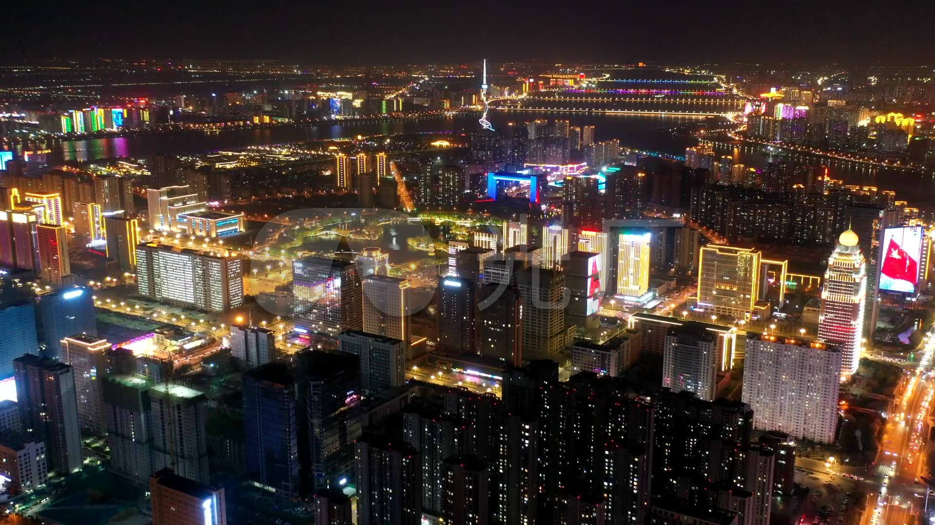 临沂北城夜景航拍延时_1920x1080_高清视频素材下载(编号:5721109)