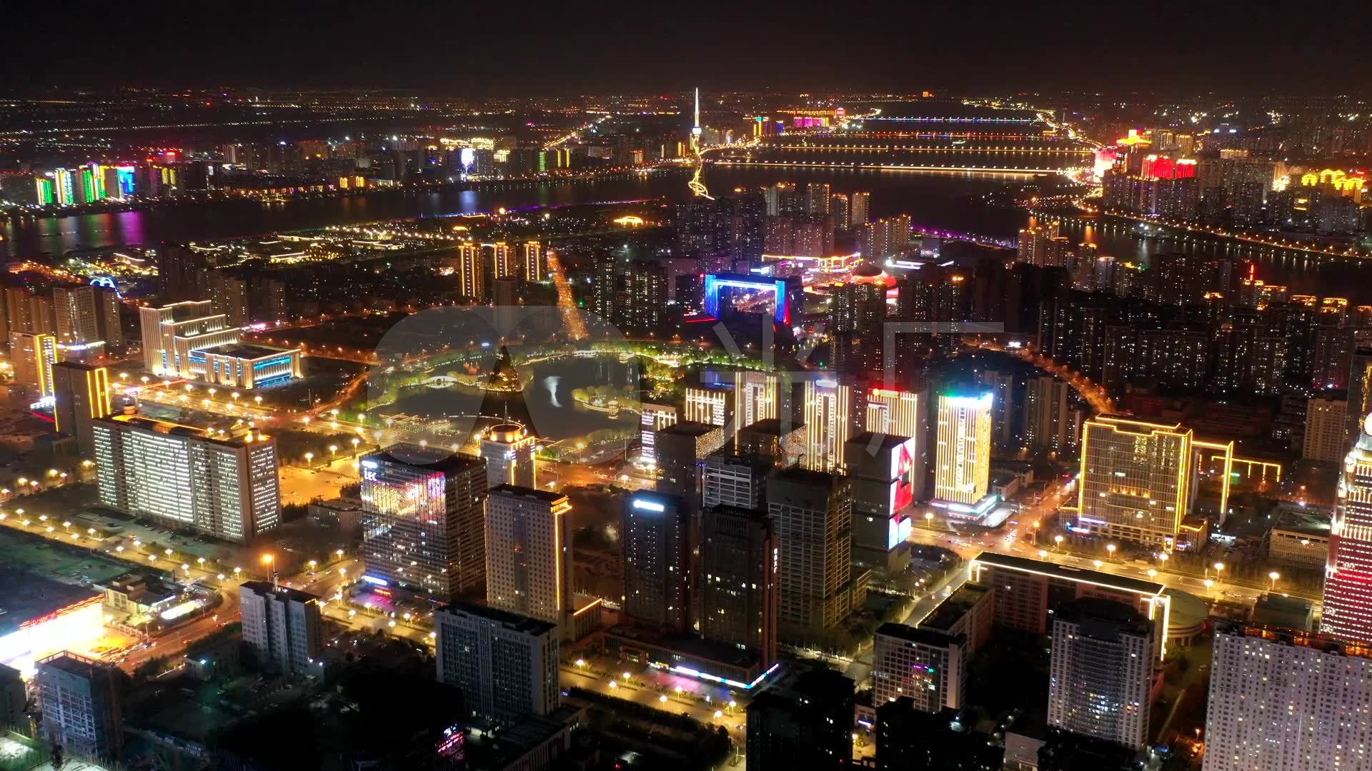 临沂北城夜景航拍延时_1920x1080_高清视频素材下载(编号:5721109)