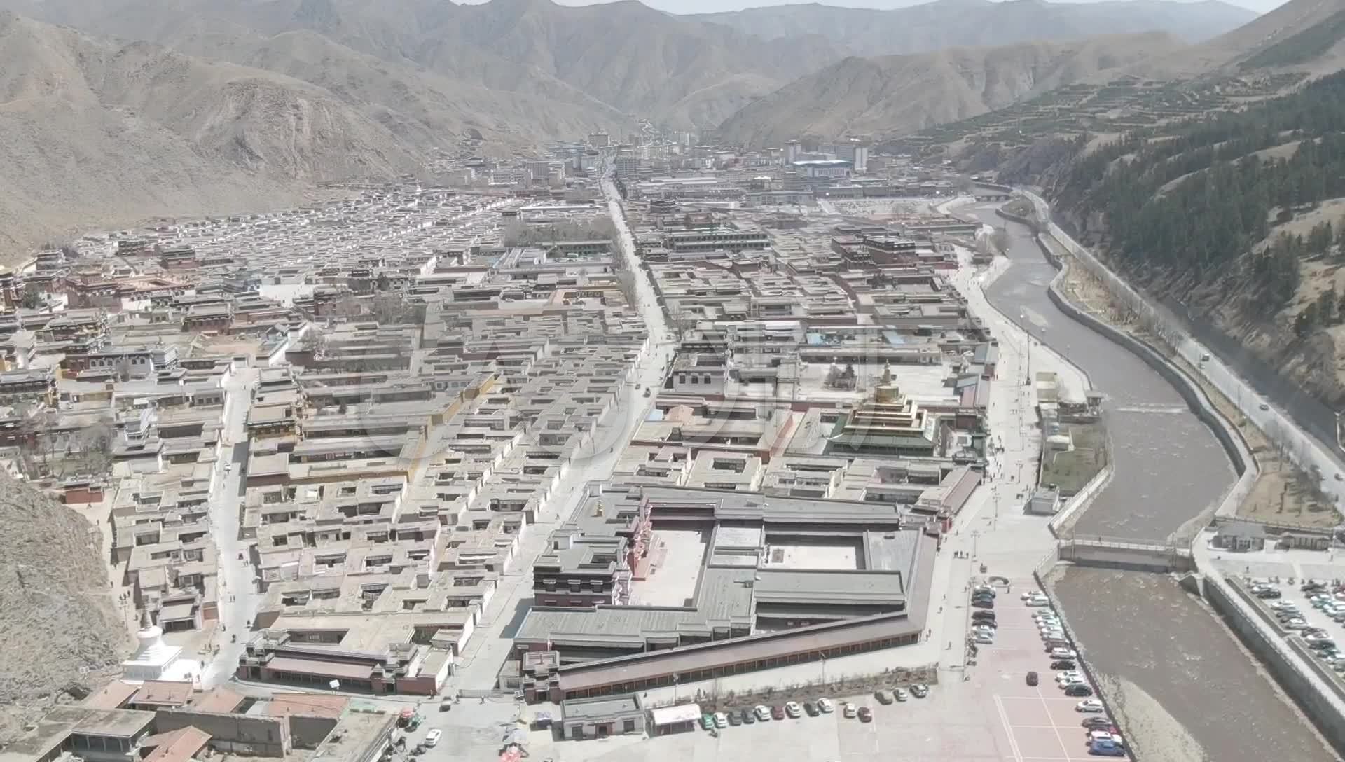 航拍甘南夏河县拉卜楞寺全景