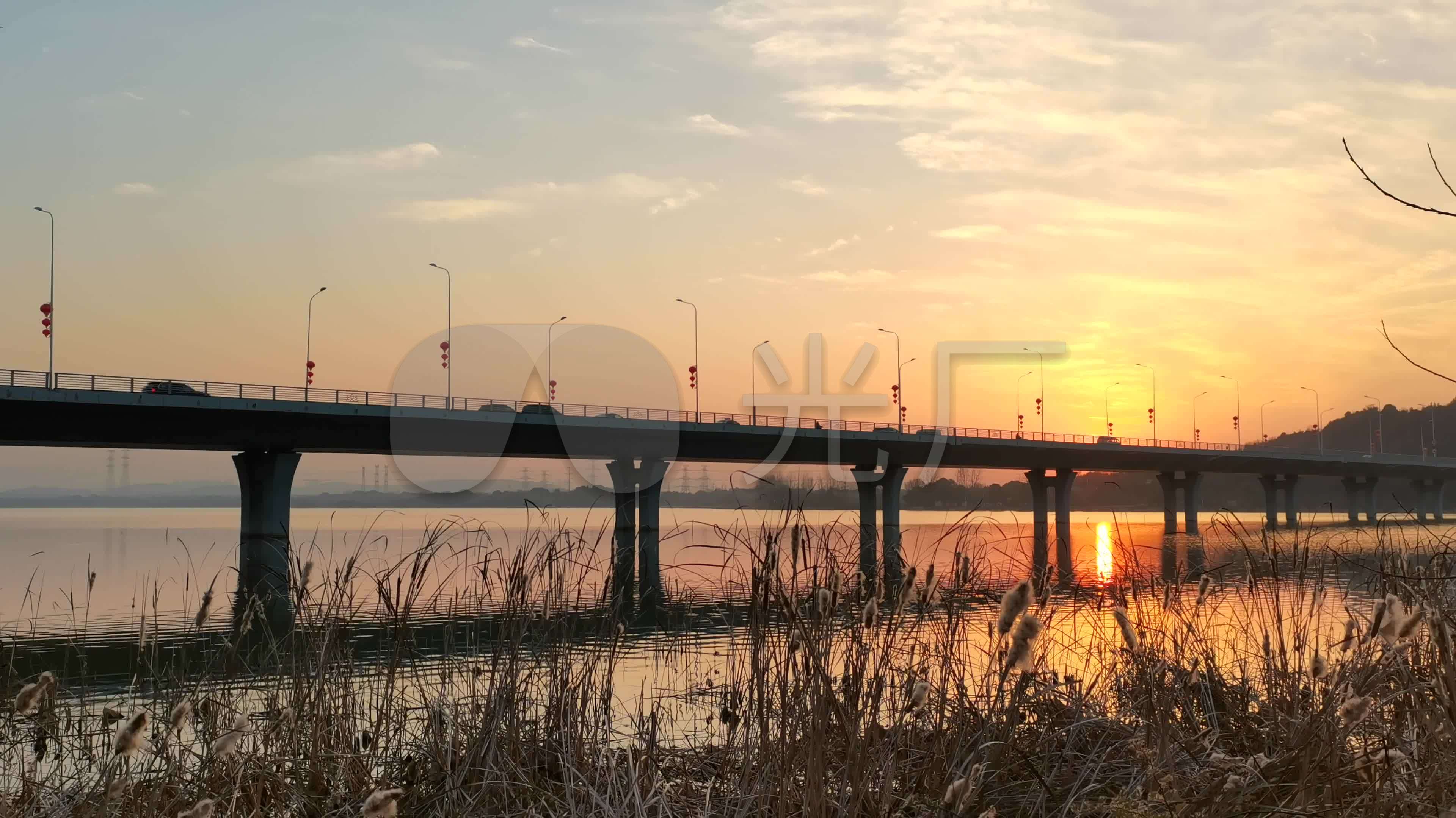 4k武汉严西湖大桥美丽夕阳景色视频素材_3840x2160