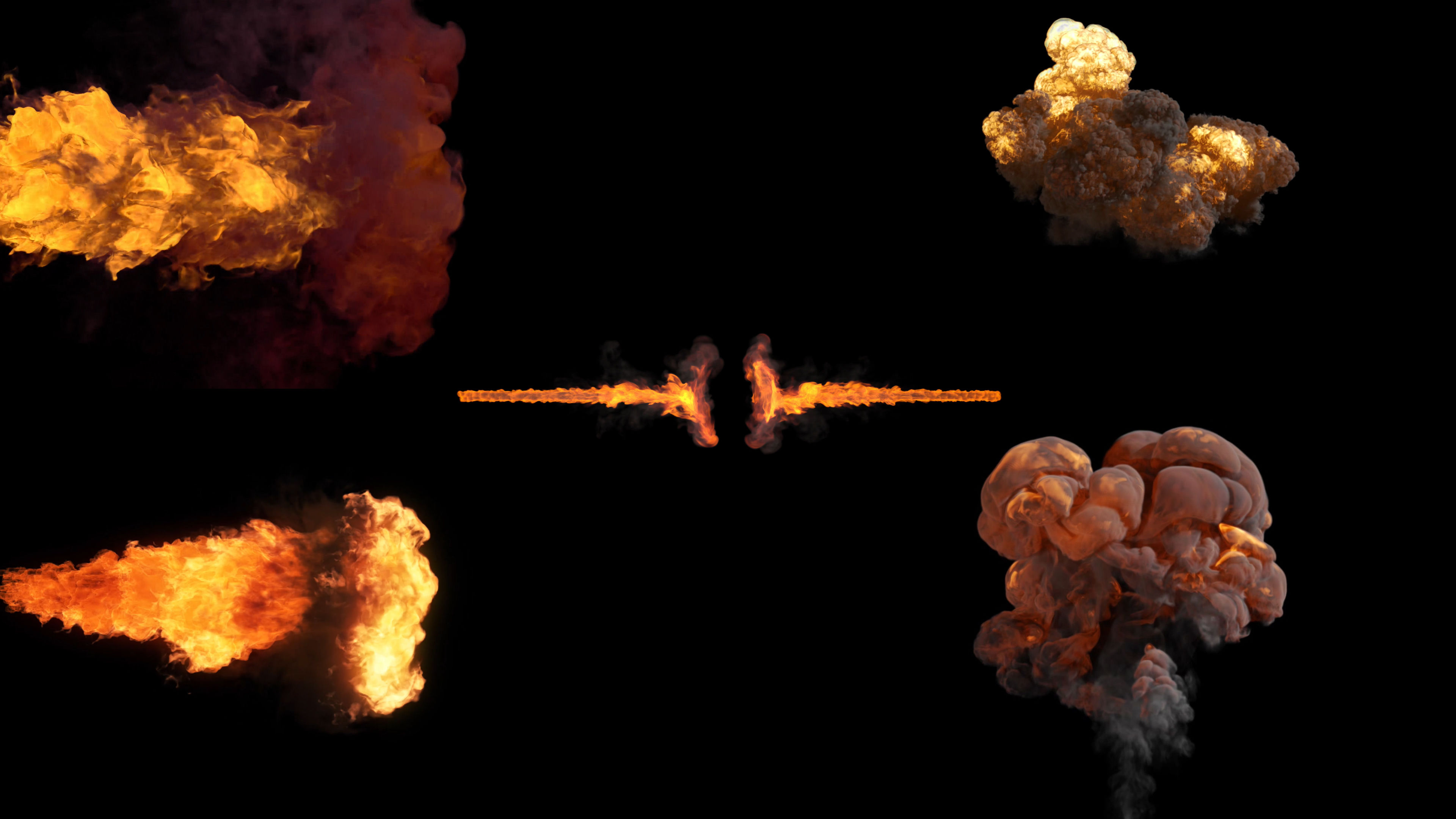 4k火焰烟雾喷火爆炸核爆特效素材