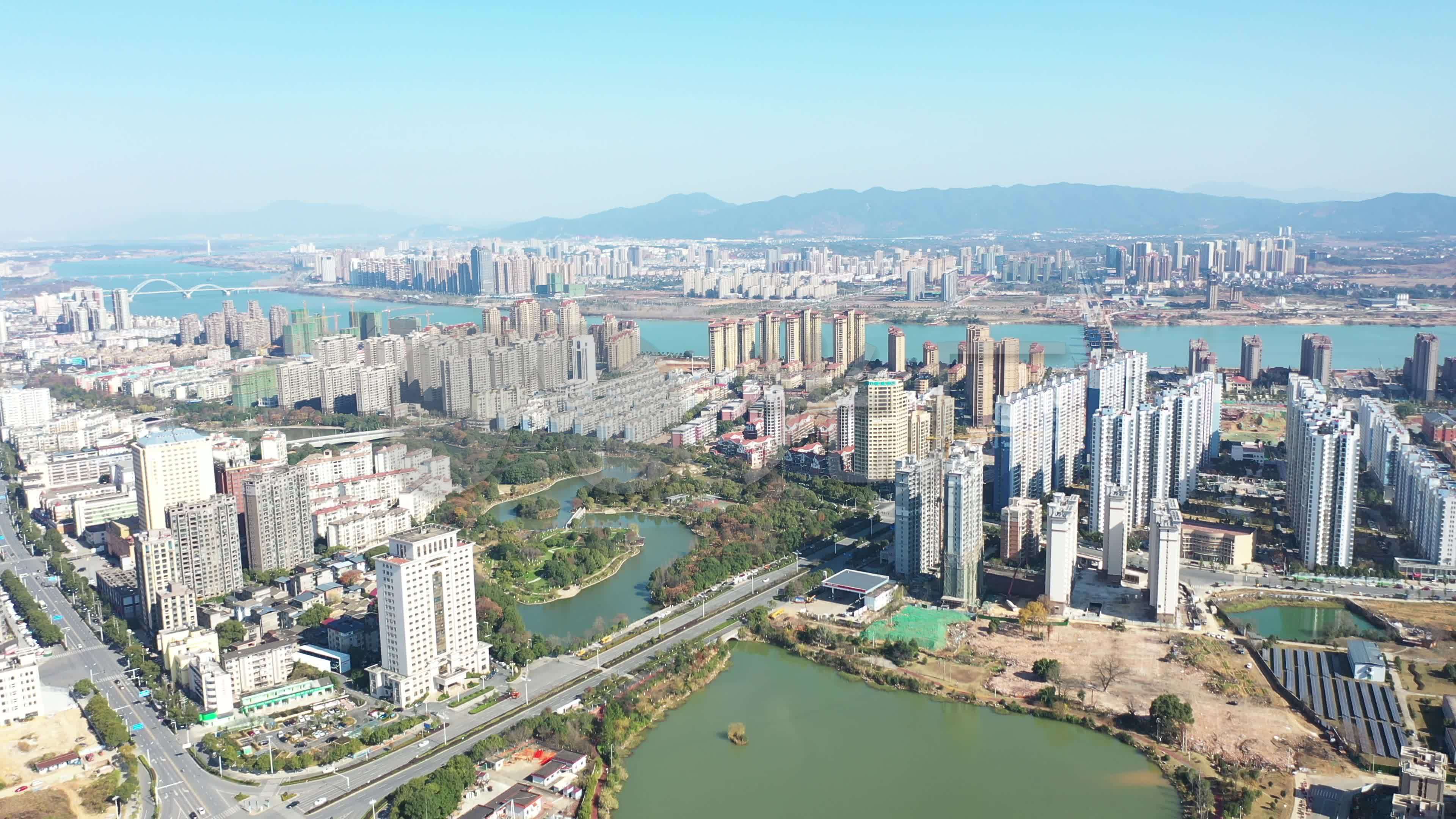 航拍江西吉安市城南庐陵新区建筑群