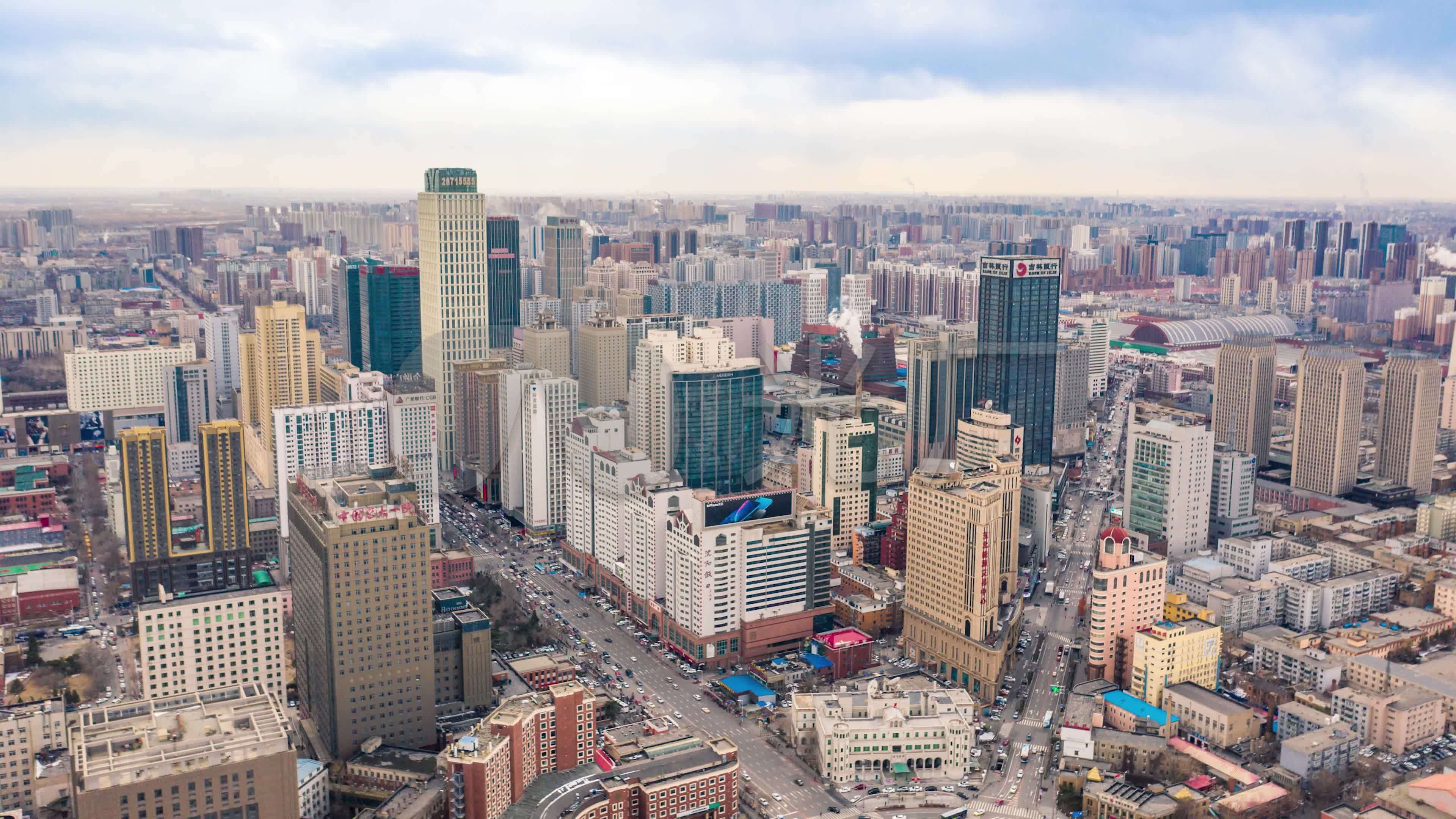辽宁沈阳市中心中山广场城市风景航拍