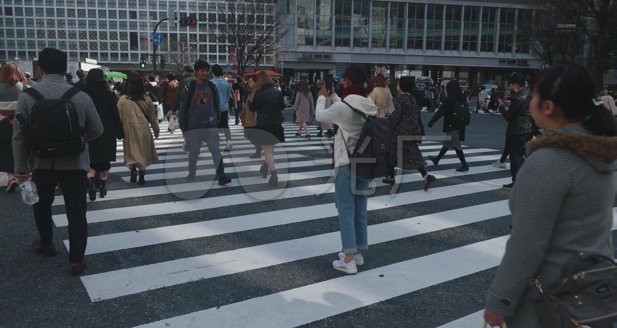 日本 东京 街景 行人 马路 十字路口 斑马线