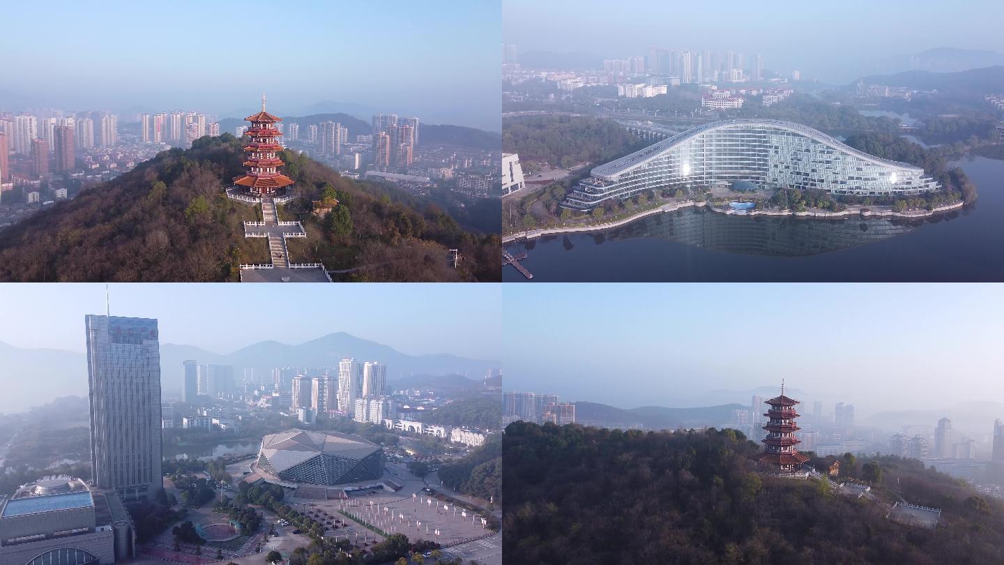 黄石 地标 航拍素材 湖南省 黄石市 城市 商业 风光片 4k 航拍画质