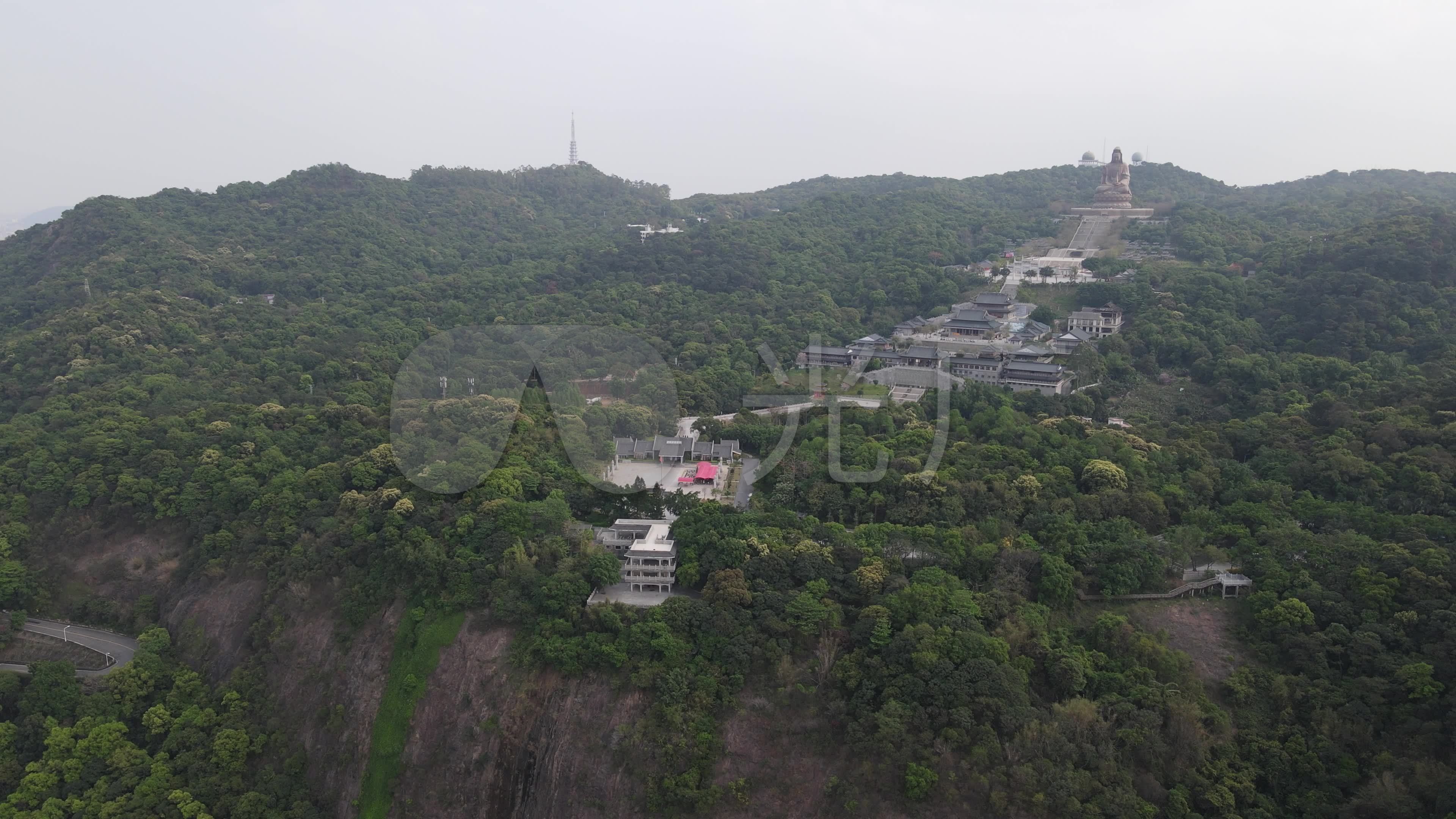 航拍广东佛山西樵山景区全景