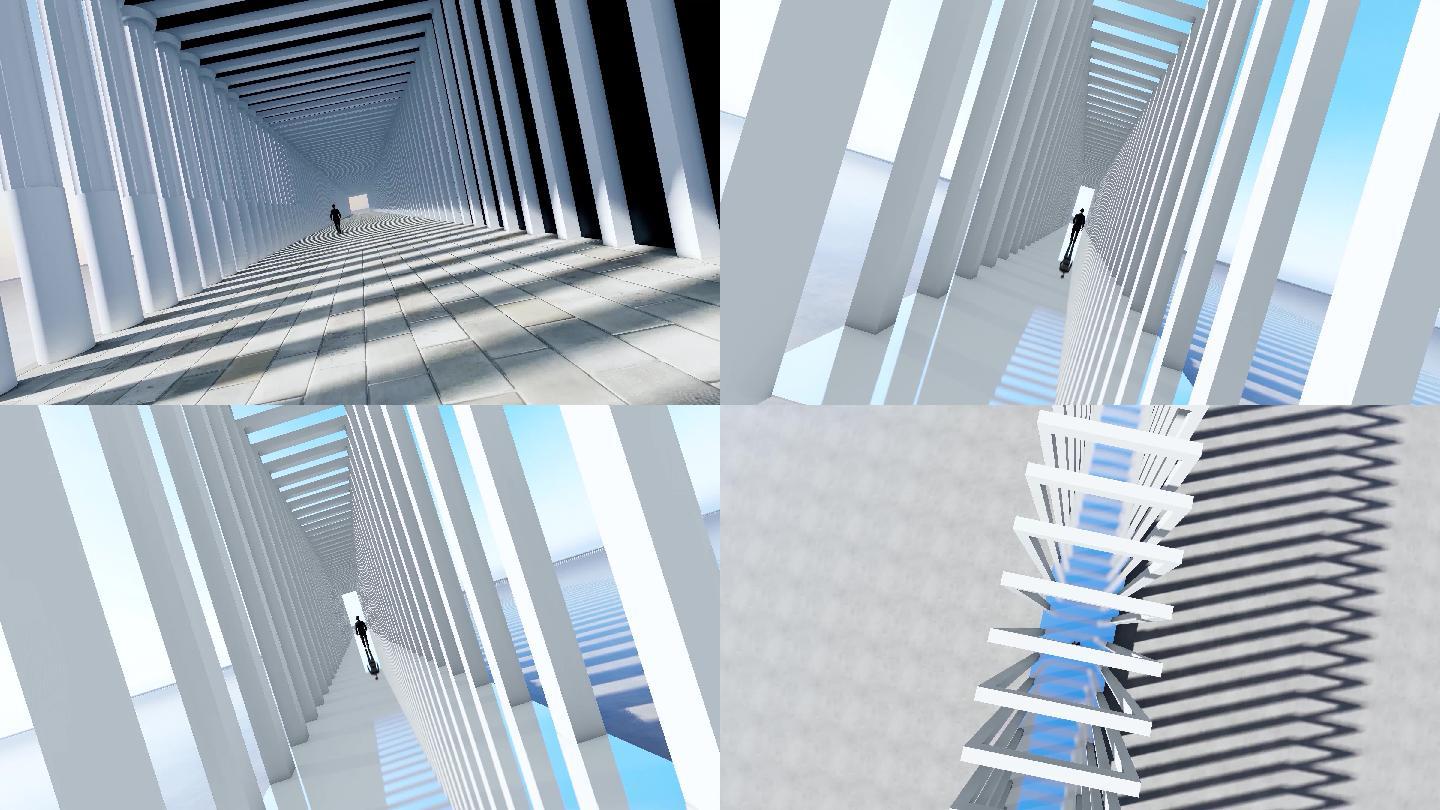 4k抽象建筑空间光影艺术4
