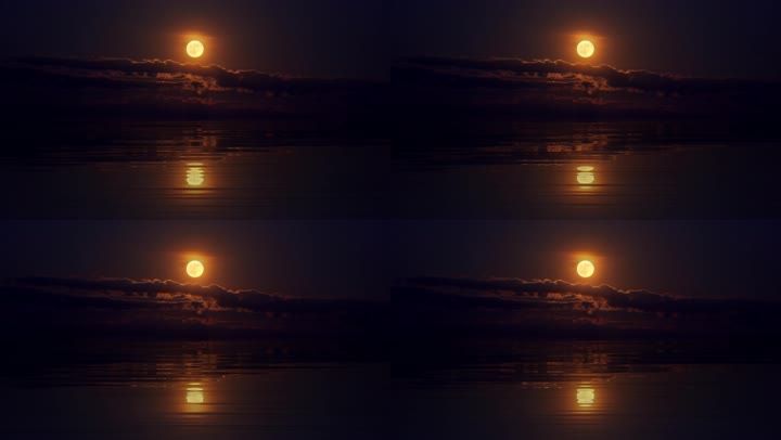 月夜大海月光月色水波纹湖水湖面月亮倒影圆月明月十五团圆中秋月夜