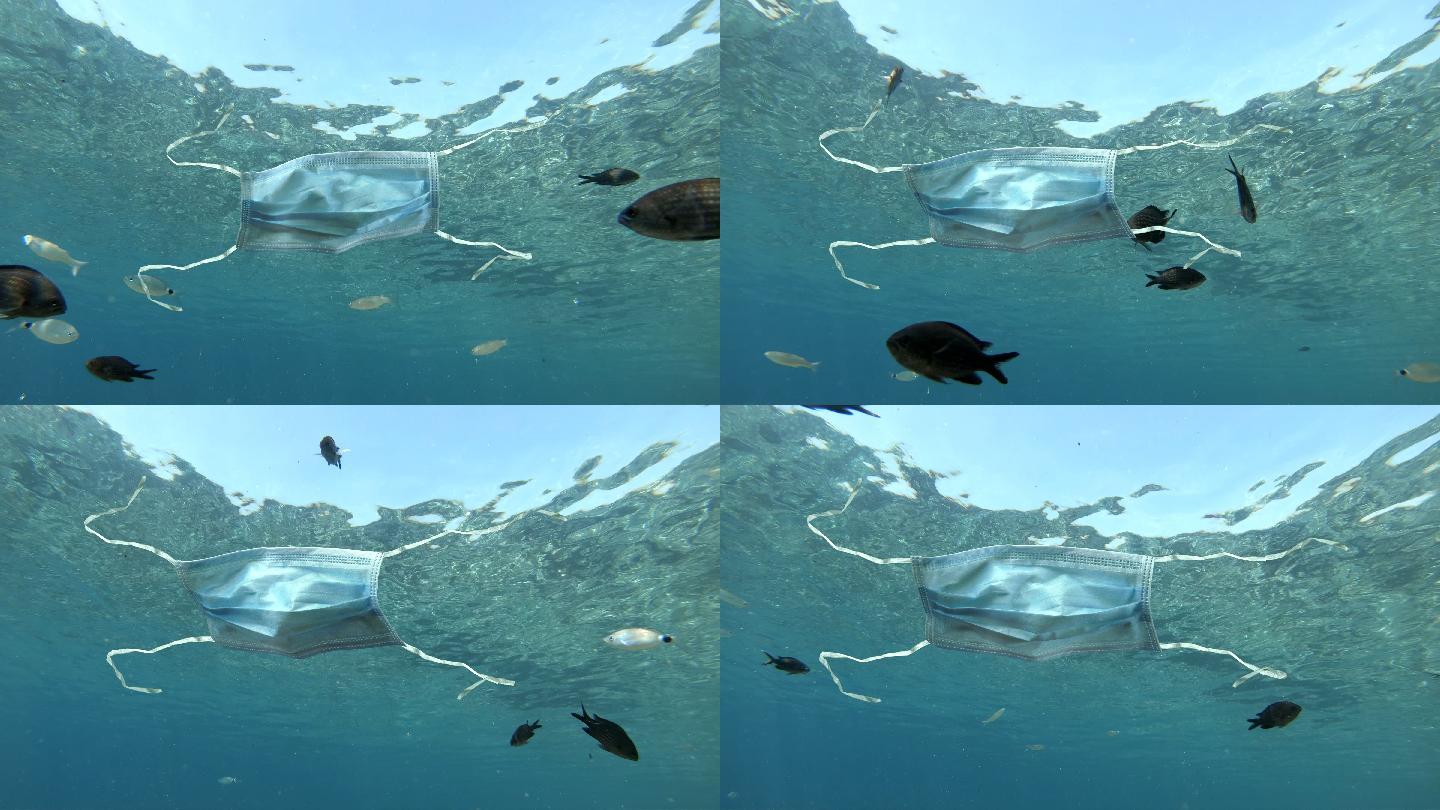 医用口罩污染海洋_3840x2160_高清视频素材下载(编号