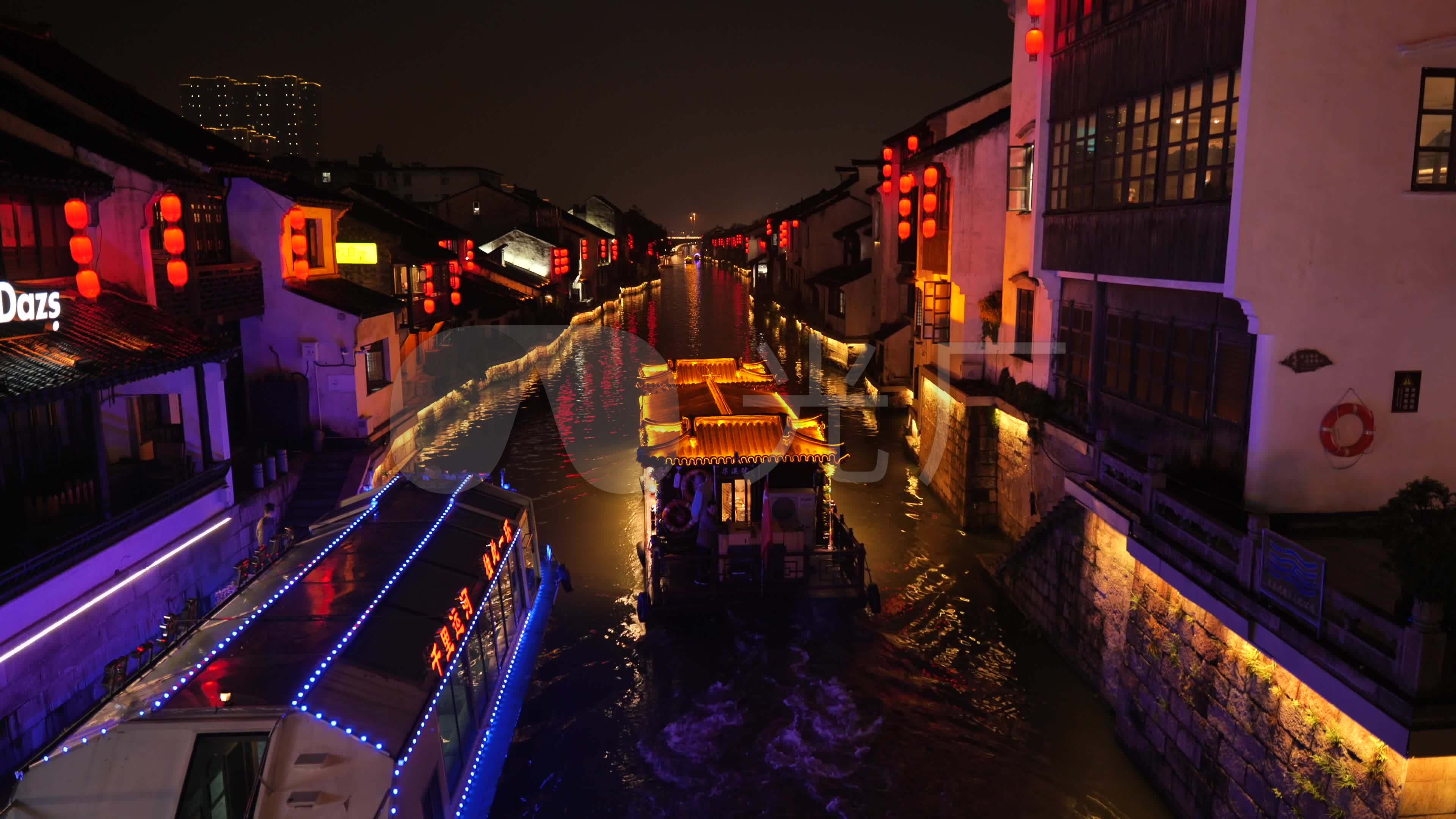 无锡南长街古镇夜景_3840x2160_高清视频素材下载(:)