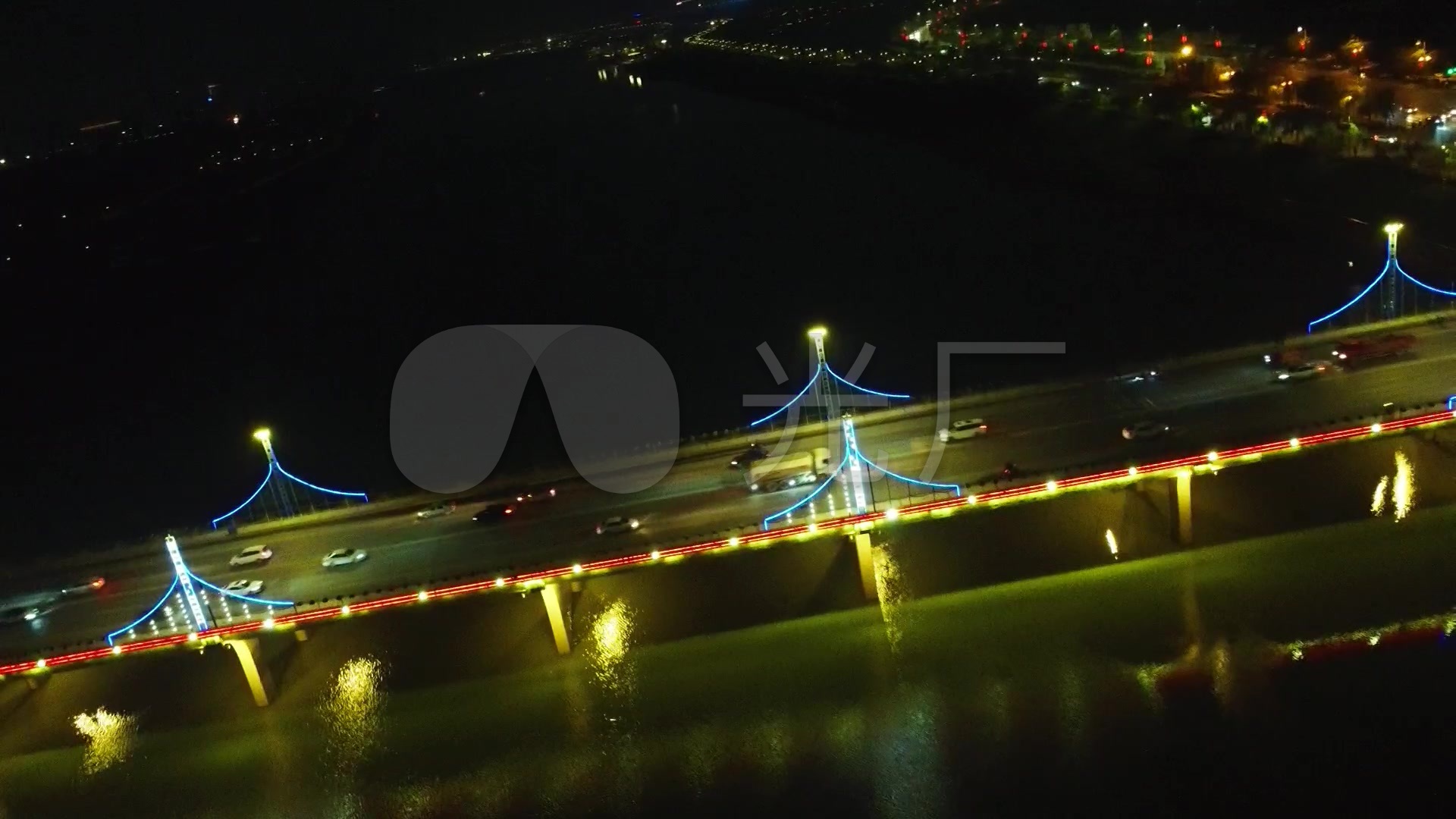 019咸阳三号桥全方位夜景航拍_1920x1080_高清视频(:)