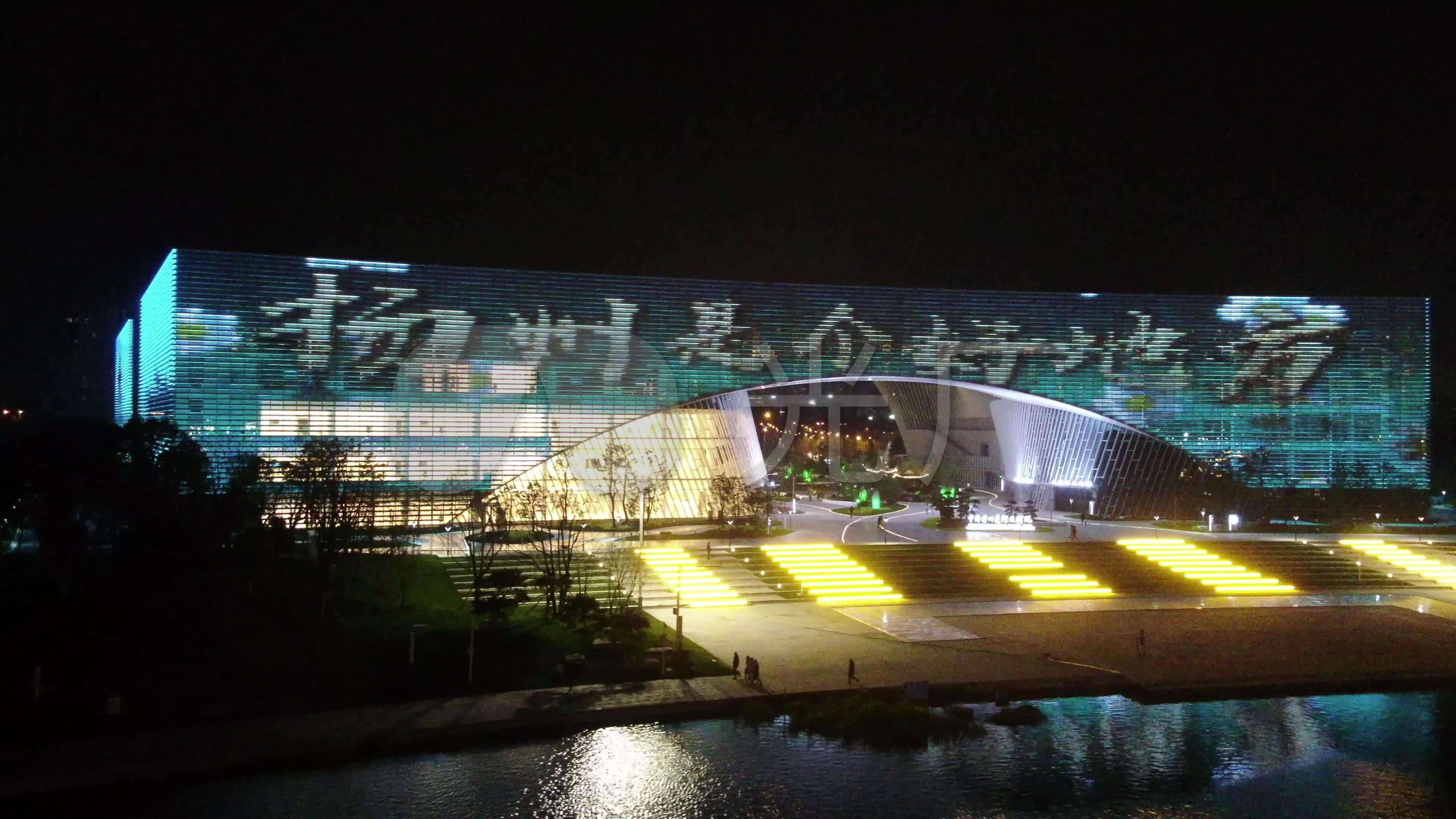 扬州新大剧院白天夜景大剧院航拍
