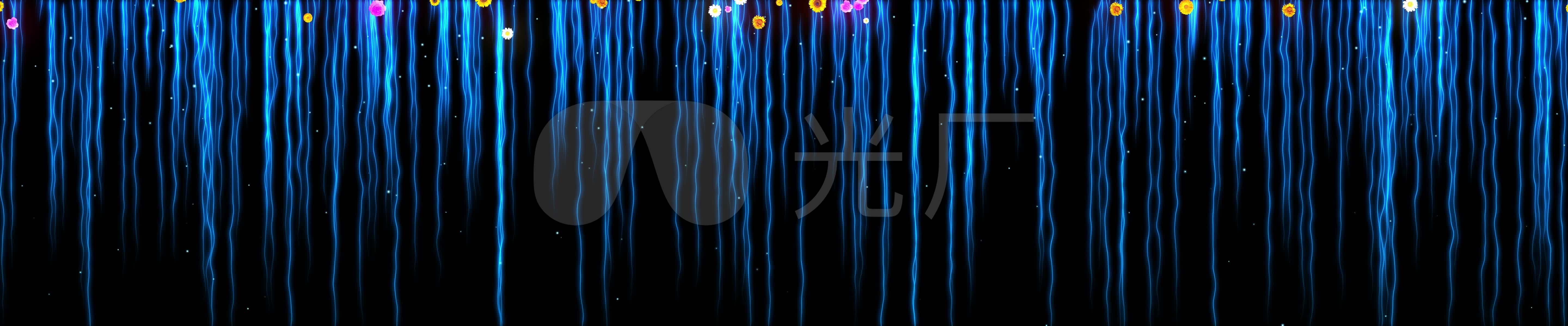 超宽屏蝴蝶瀑布全息投影_5760x1200_高清视频素材下载