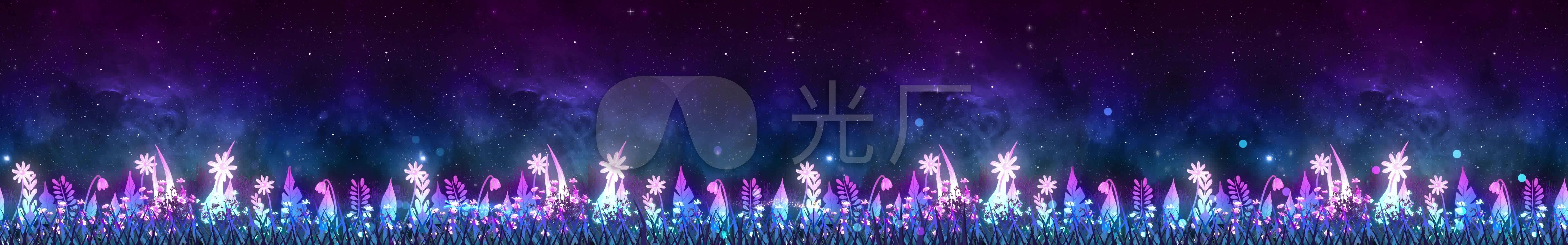 8k梦幻草丛蝴蝶全息投影_7680x1200_高清视频素材下载