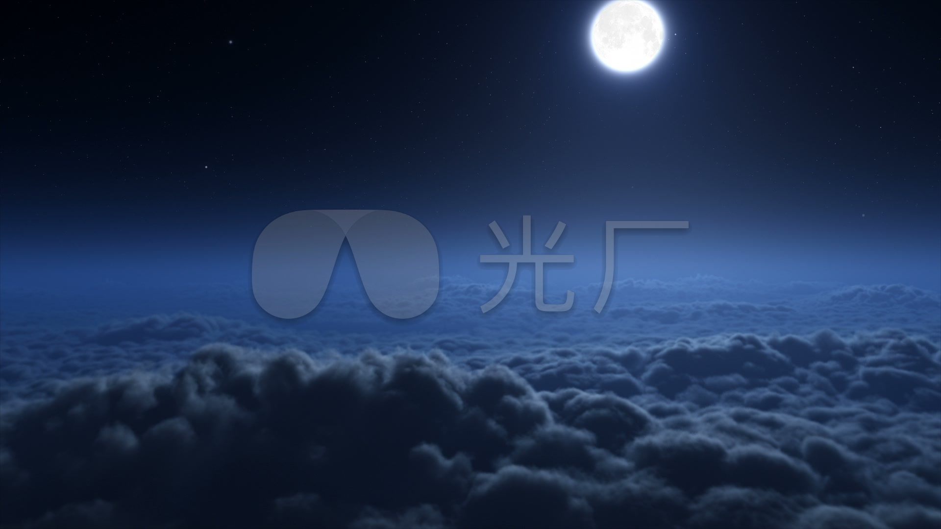 夜晚飞过云层