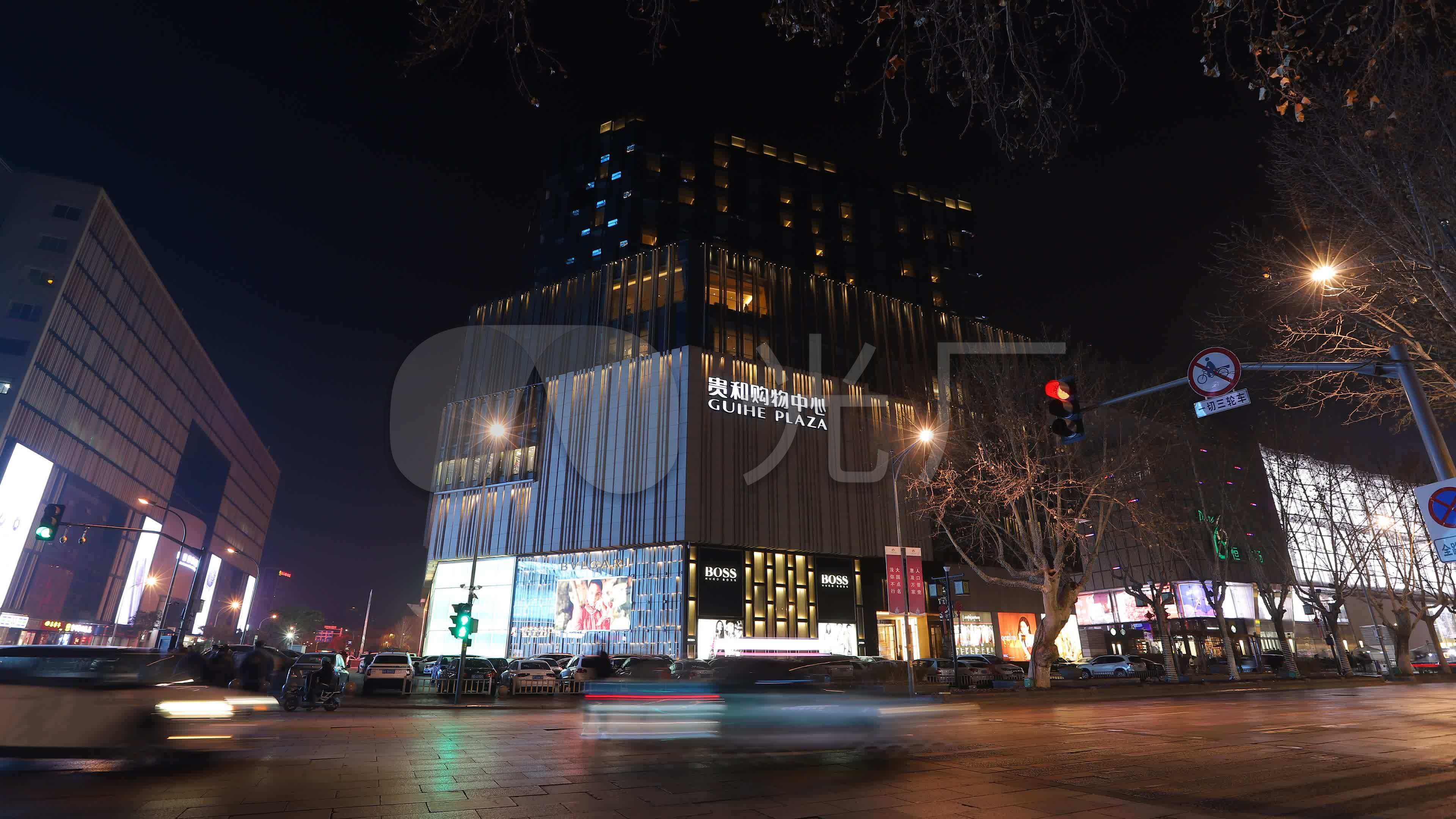 4k济南贵和商场泉城路夜景街道延时_3840x2160_高清视频素材下载(编号