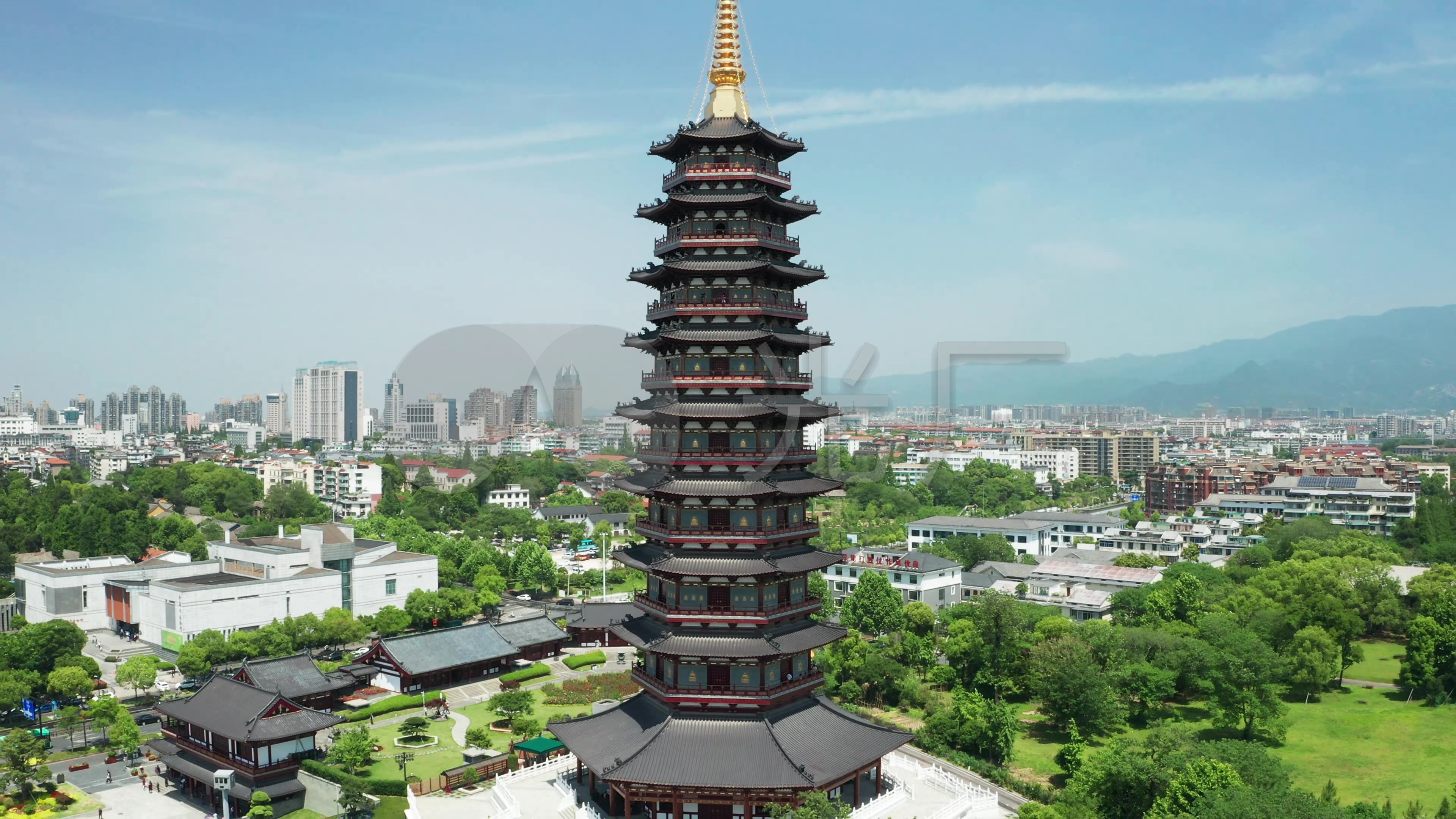 航拍浙江金华万佛塔_3840x2160_高清视频素材下载(:)