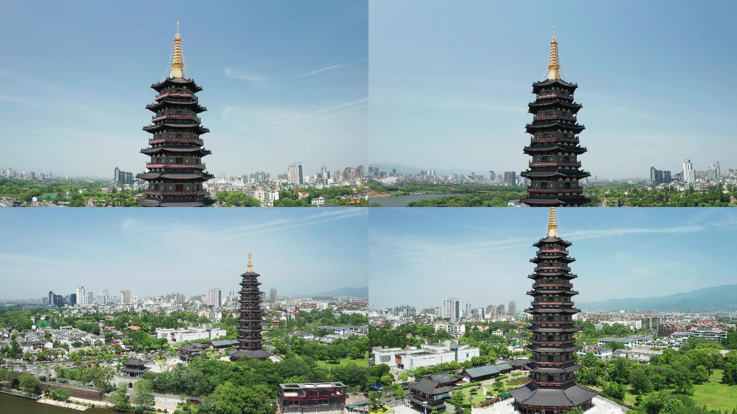 航拍浙江金华万佛塔