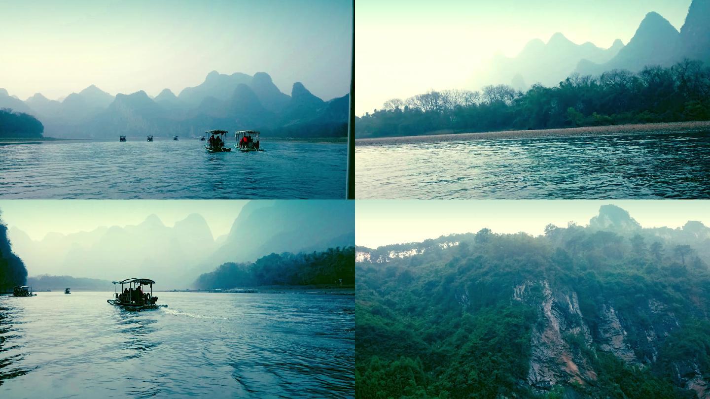 桂林山水河流船自然风景