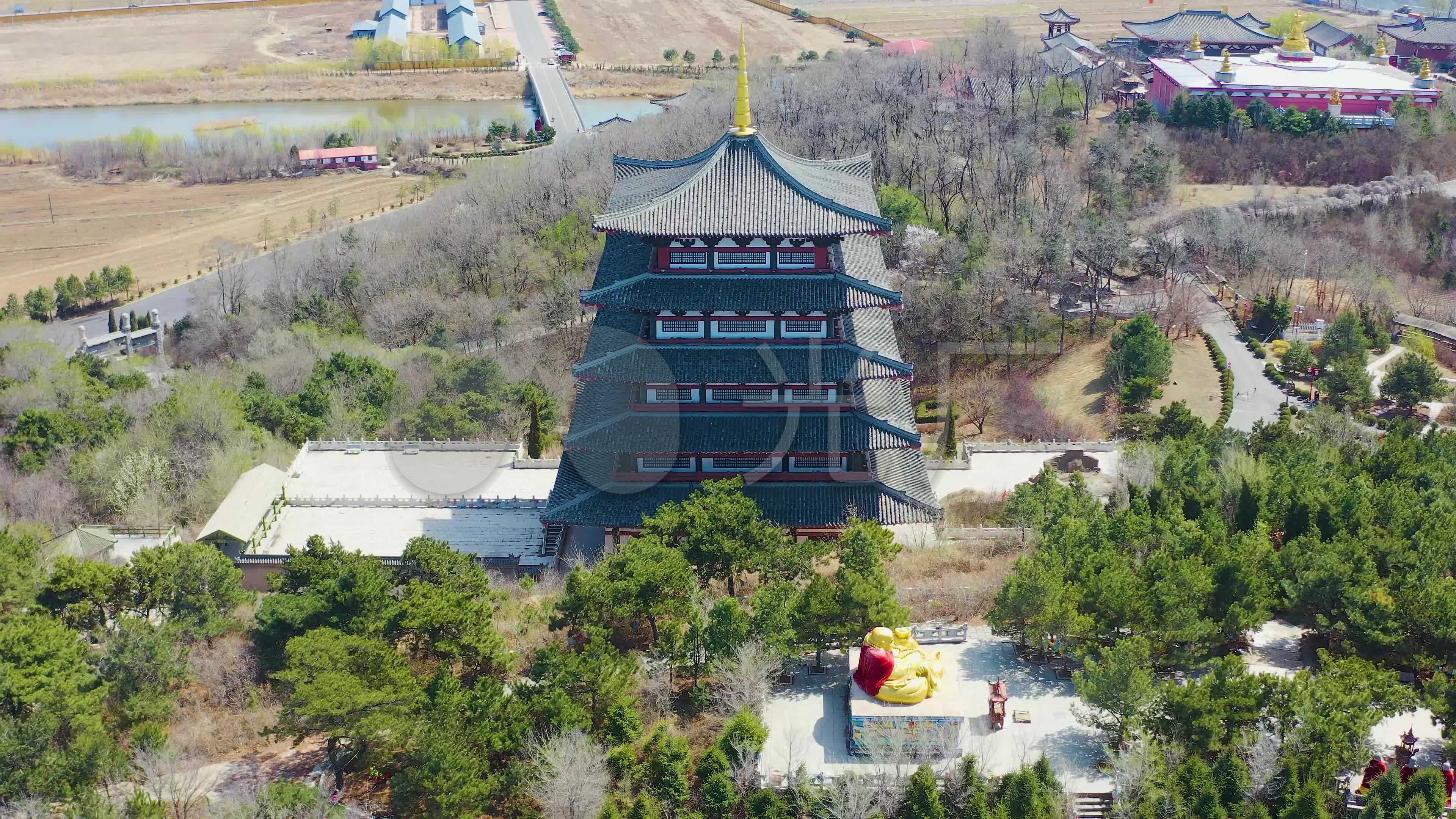 辽宁沈阳中华寺佛教寺院航拍