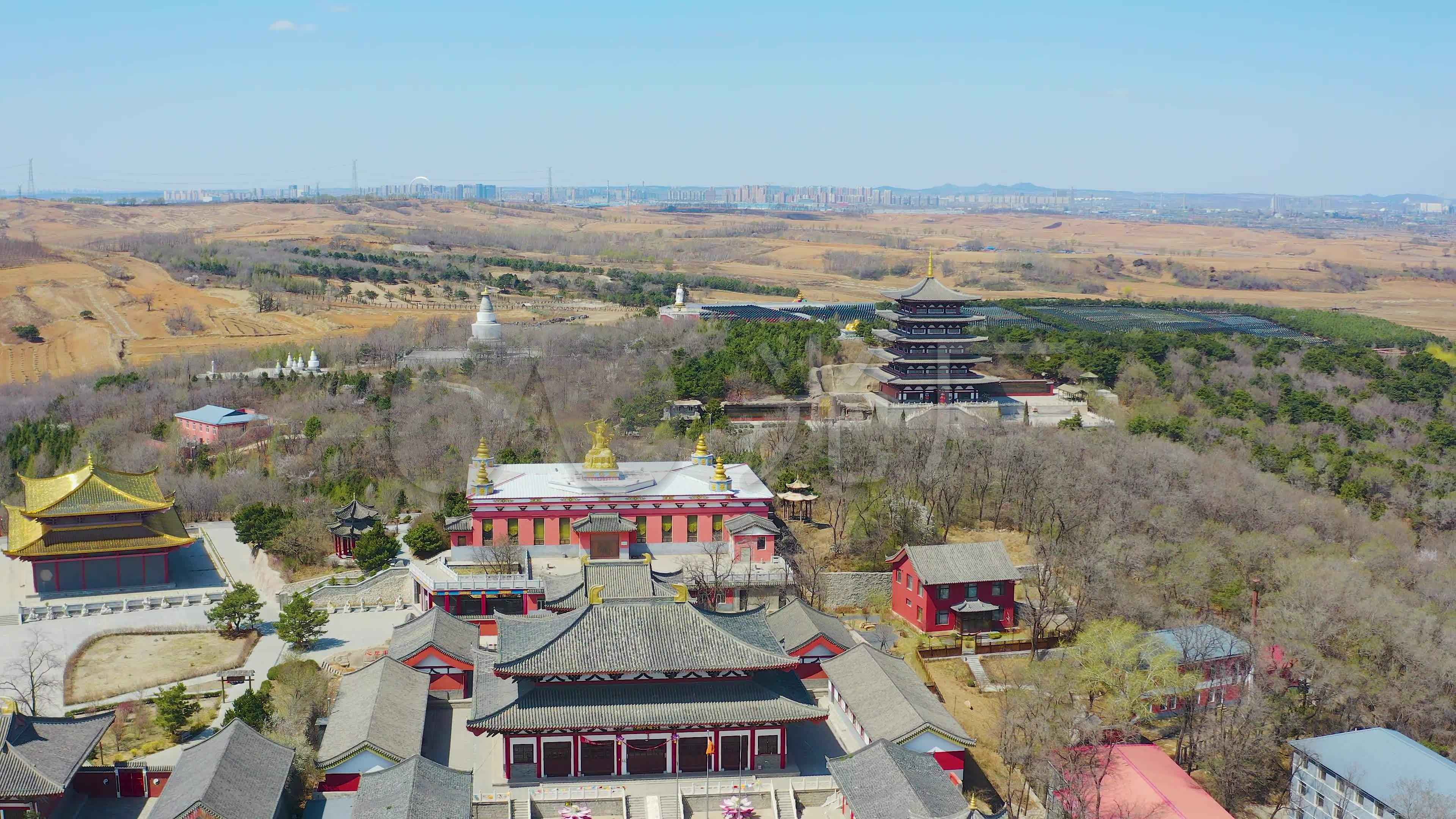 辽宁沈阳中华寺佛教寺院航拍