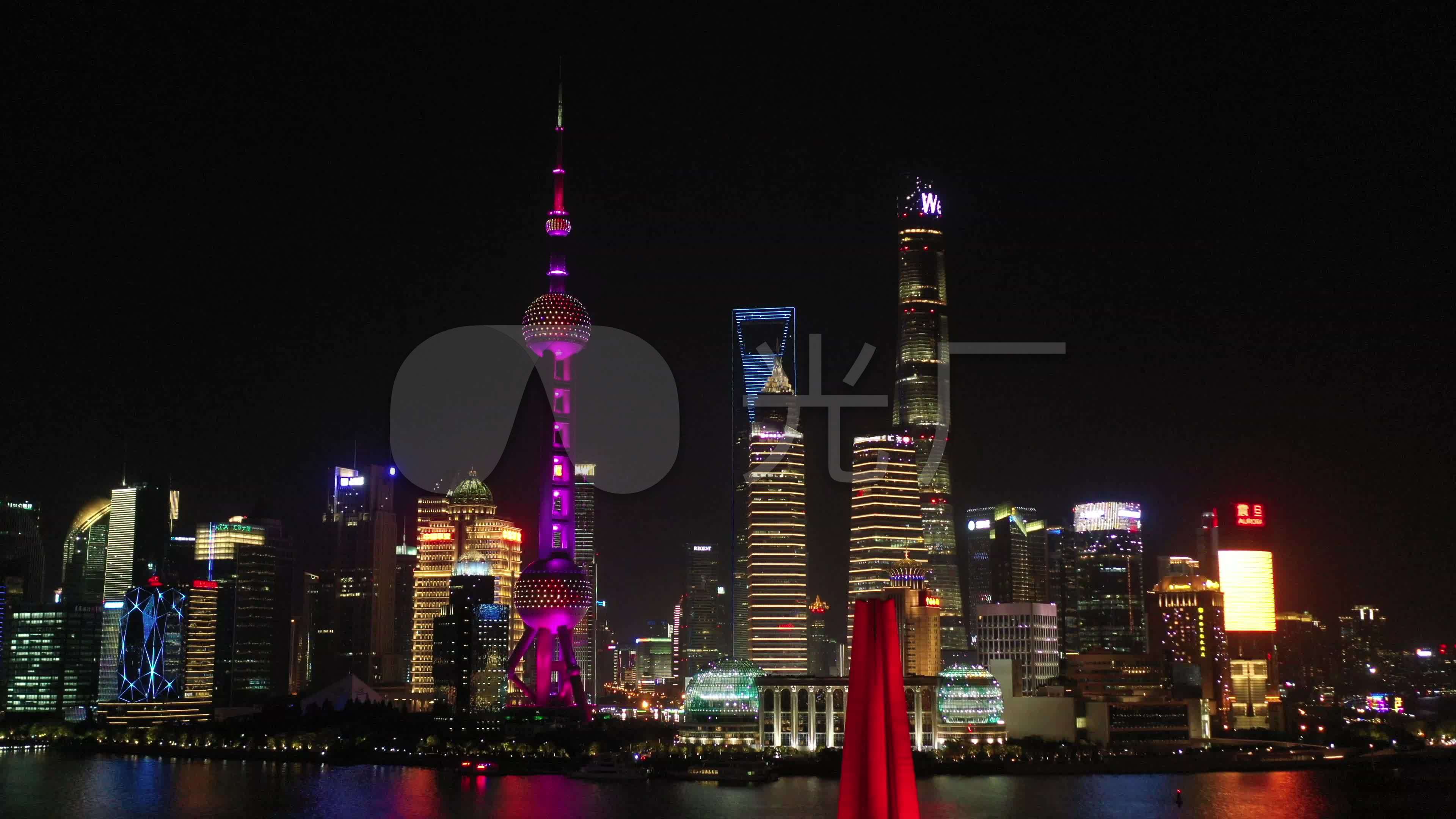 上海东方明珠陆家嘴cbd黄浦江城市夜景航_3840x2160