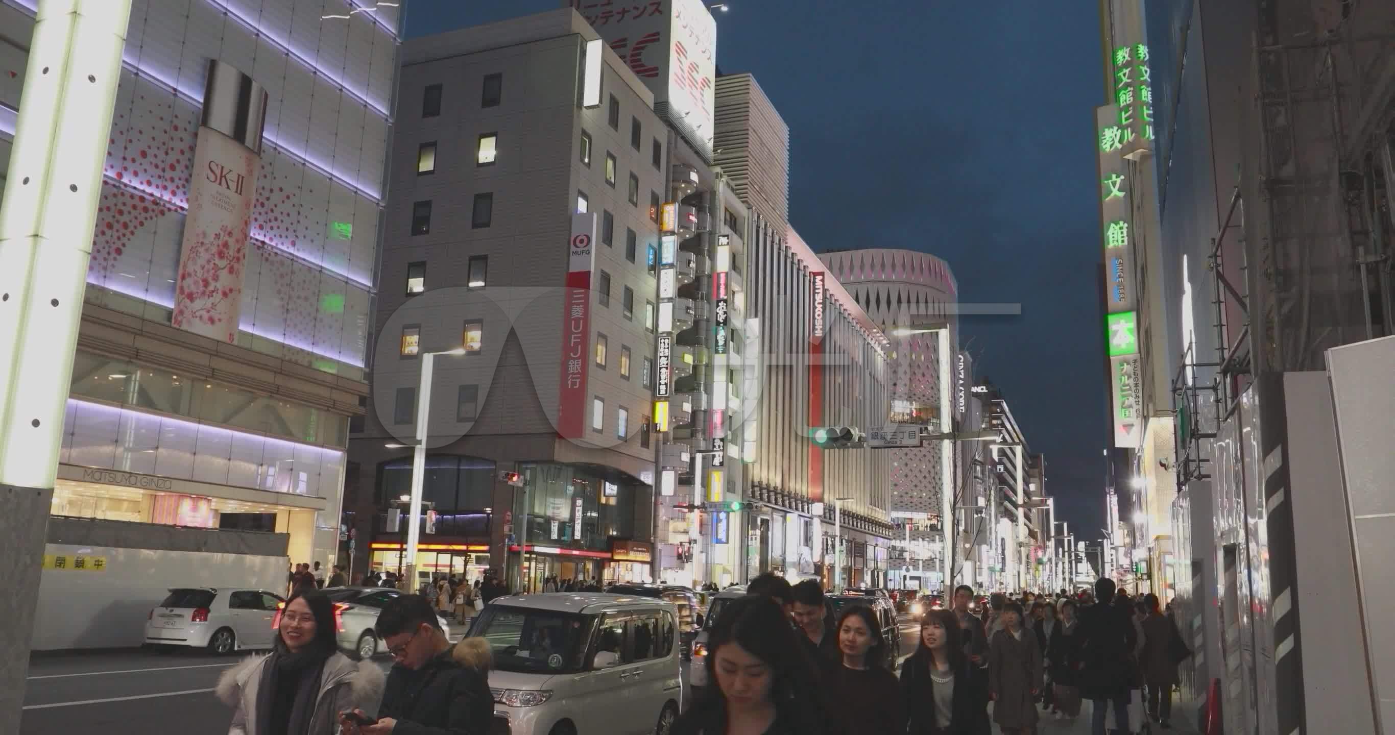 银座日本东京大都市繁华夜景商业街_2732x1440_高清
